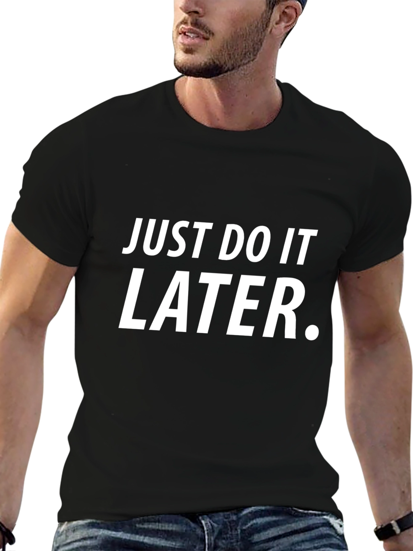Just Do It Later Black Graphic Tee