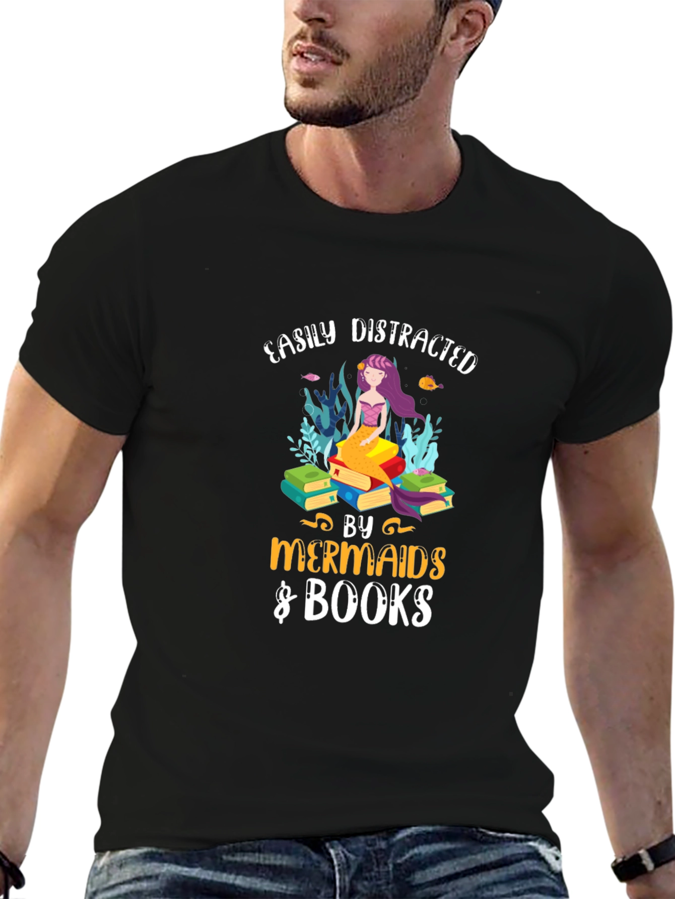 Easily Distracted by Mermaids & Books Tee