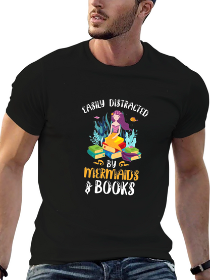 Easily Distracted by Mermaids & Books Tee