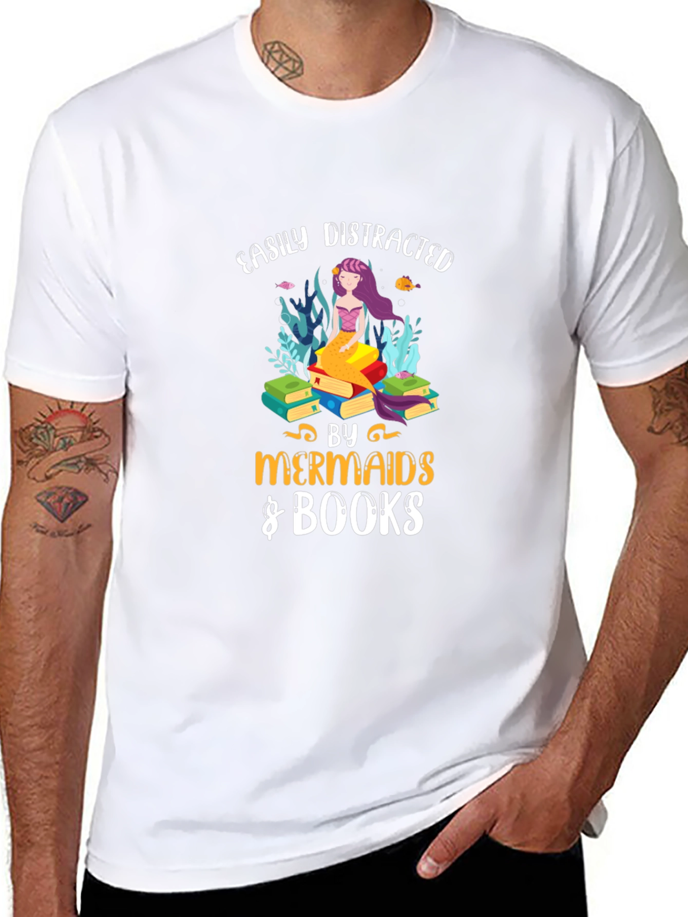 Easily Distracted by Mermaids & Books Tee