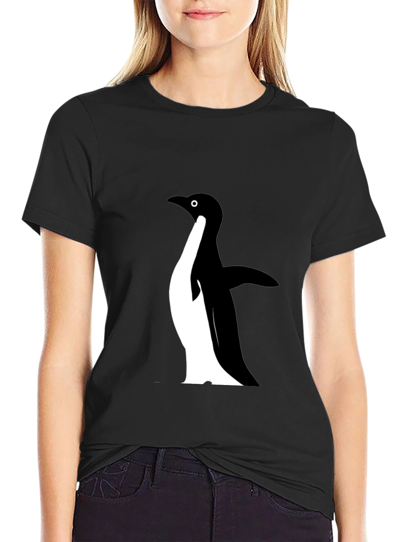 Mens Black Penguin Graphic T-Shirt