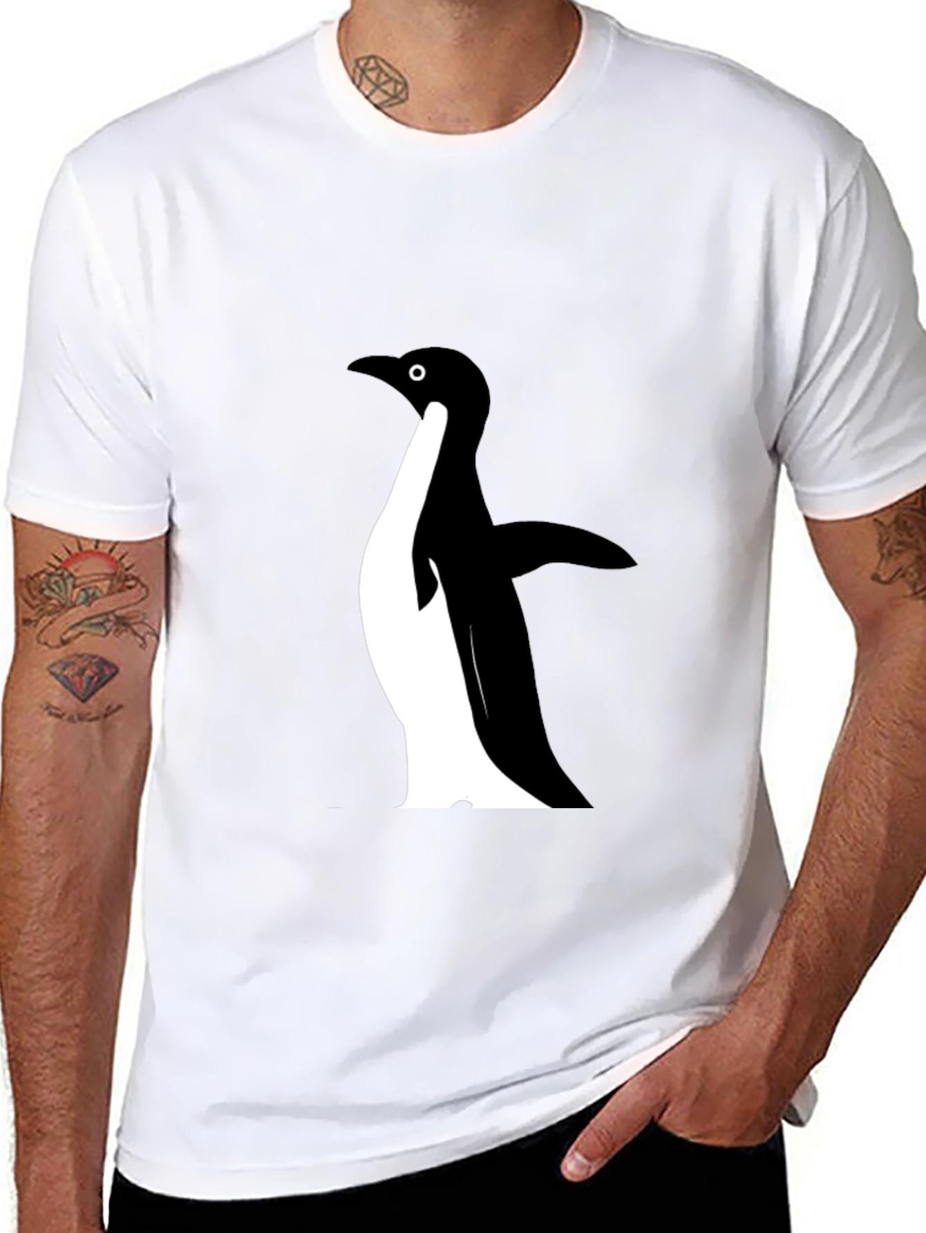Mens Black Penguin Graphic T-Shirt
