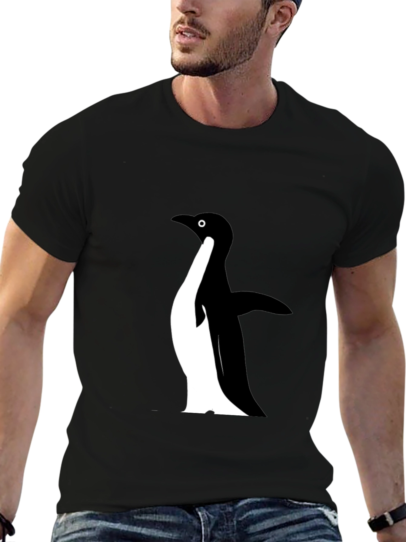 Mens Black Penguin Graphic T-Shirt