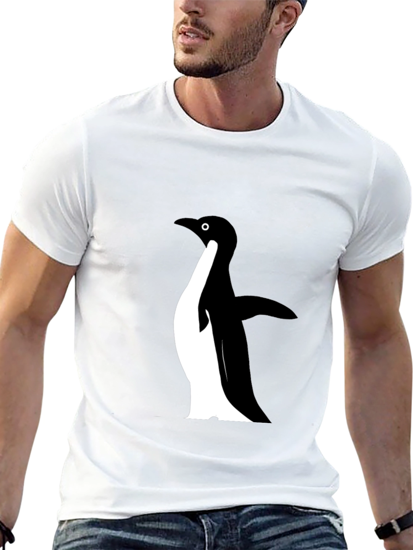 Mens Black Penguin Graphic T-Shirt
