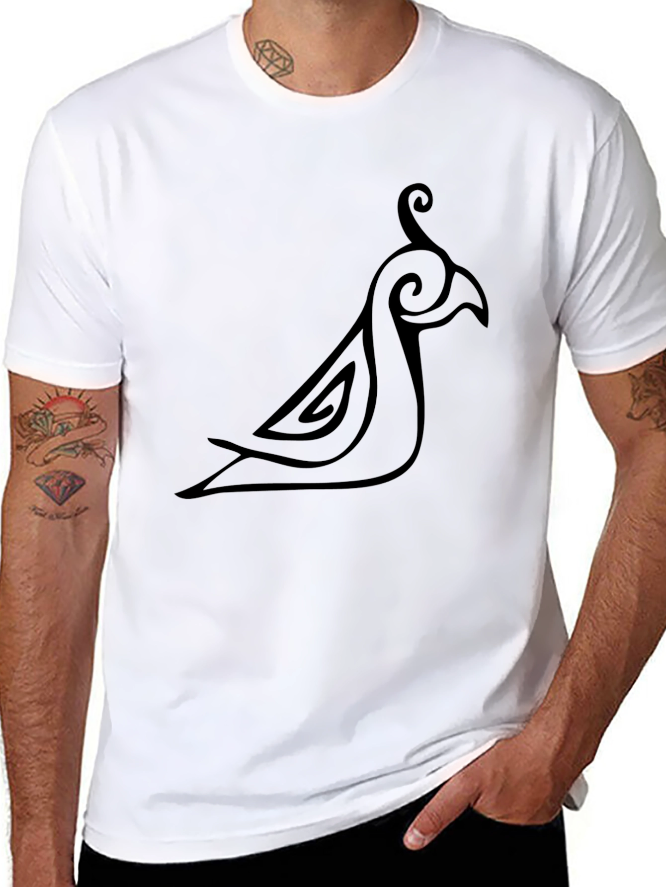 Black Tribal Bird T-Shirt