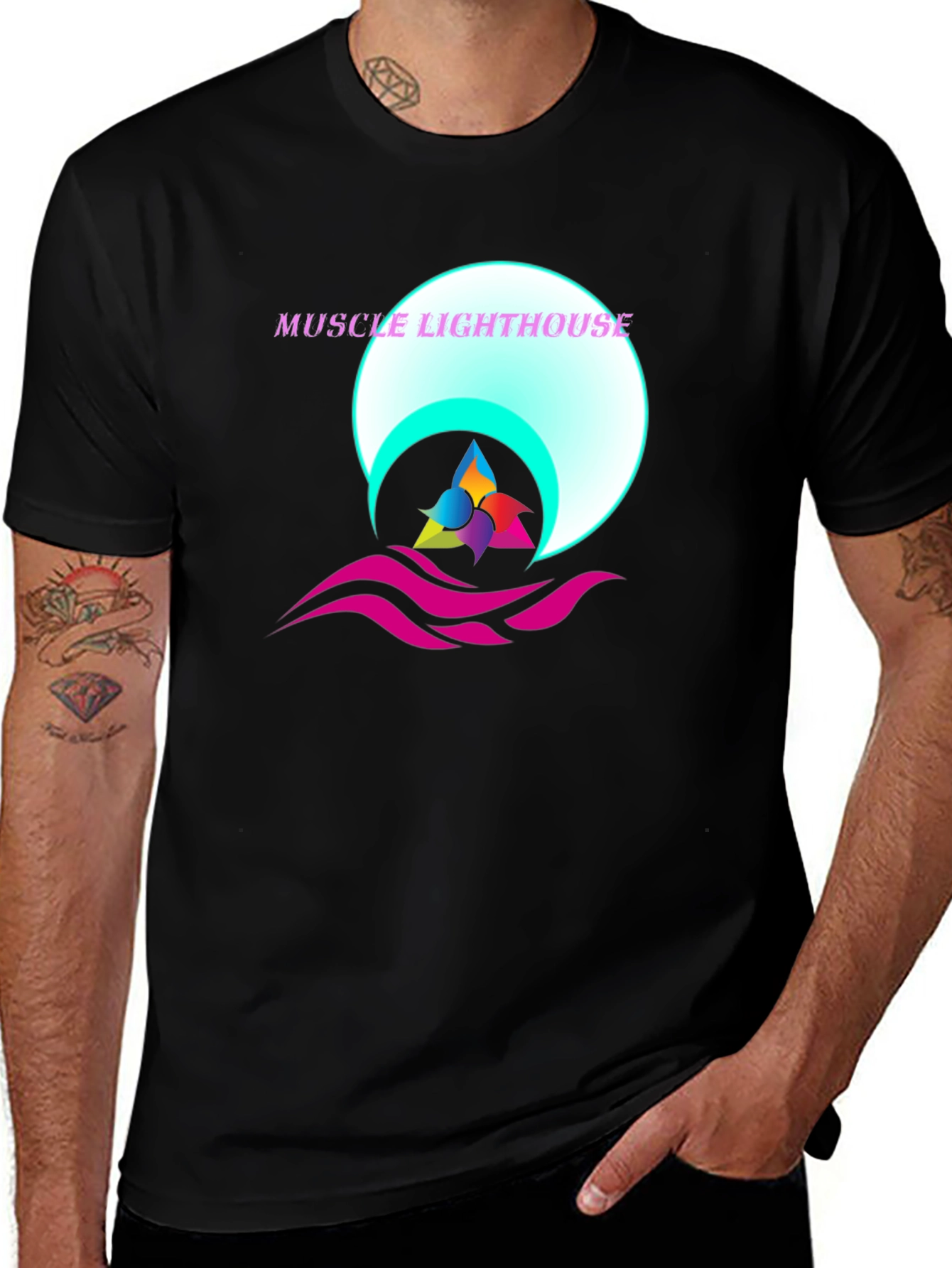 Muscle Lighthouse Graphic Black T-Shirt