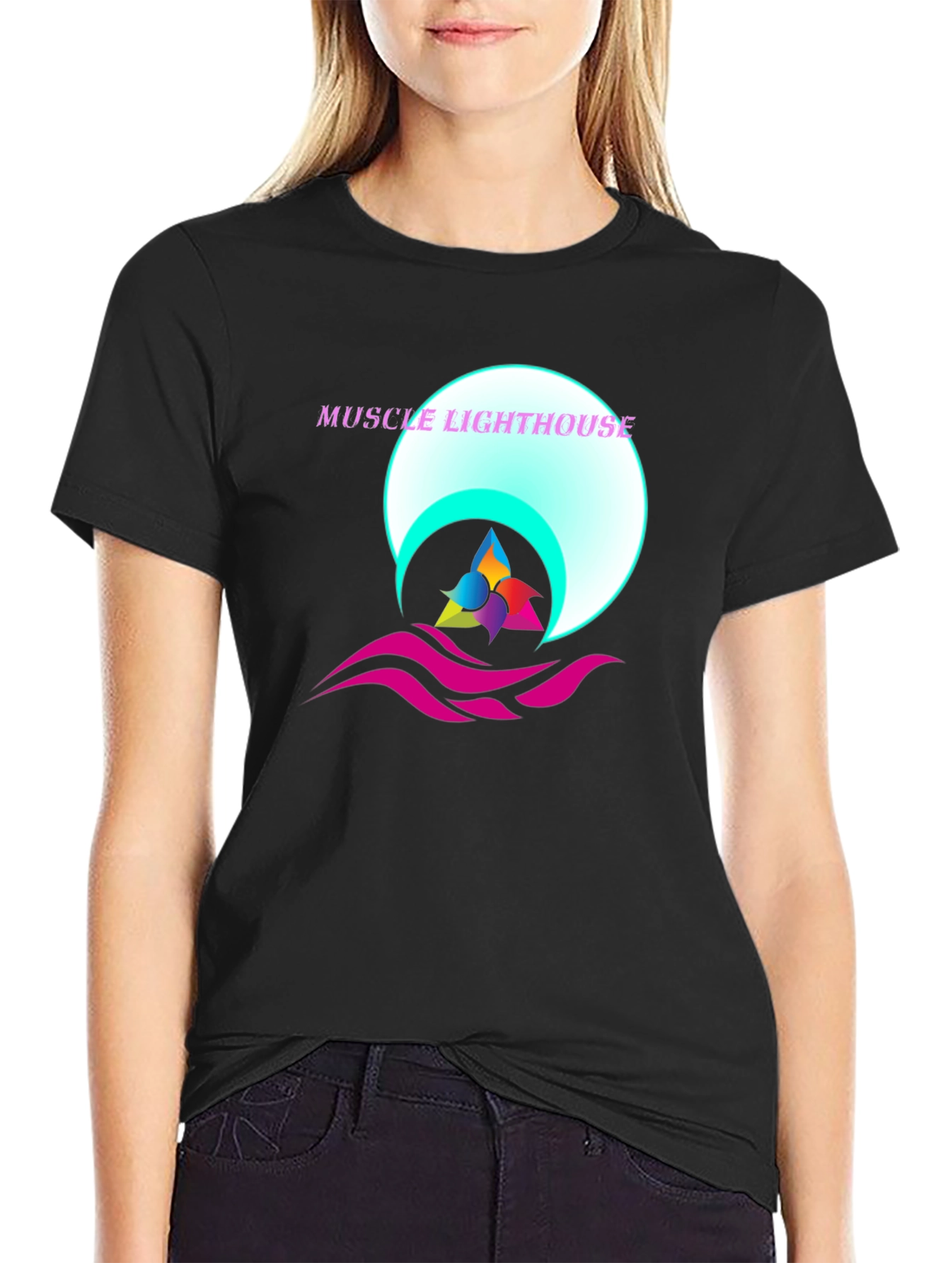 Muscle Lighthouse Graphic Black T-Shirt