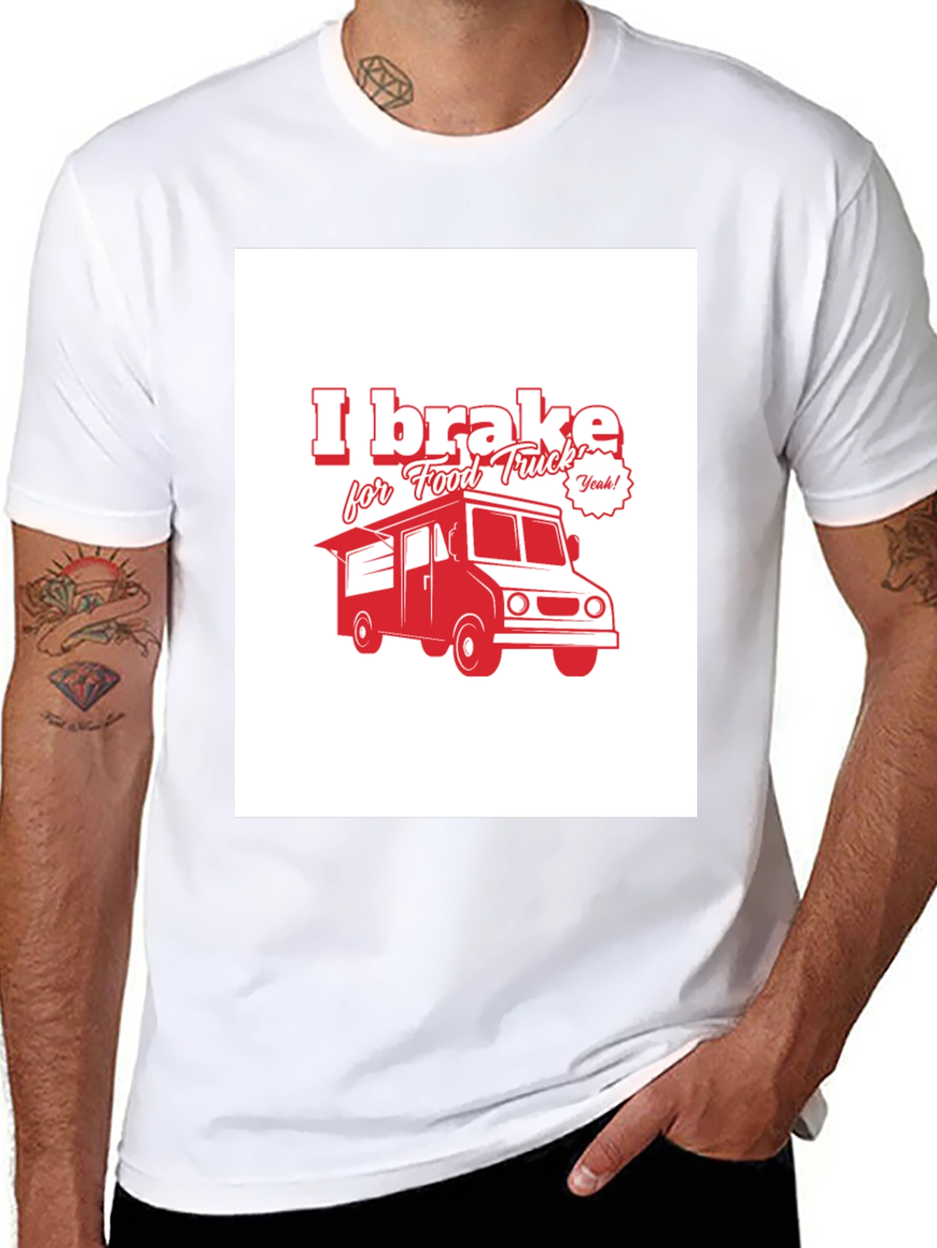 I Brake for Food Truck Black T-Shirt