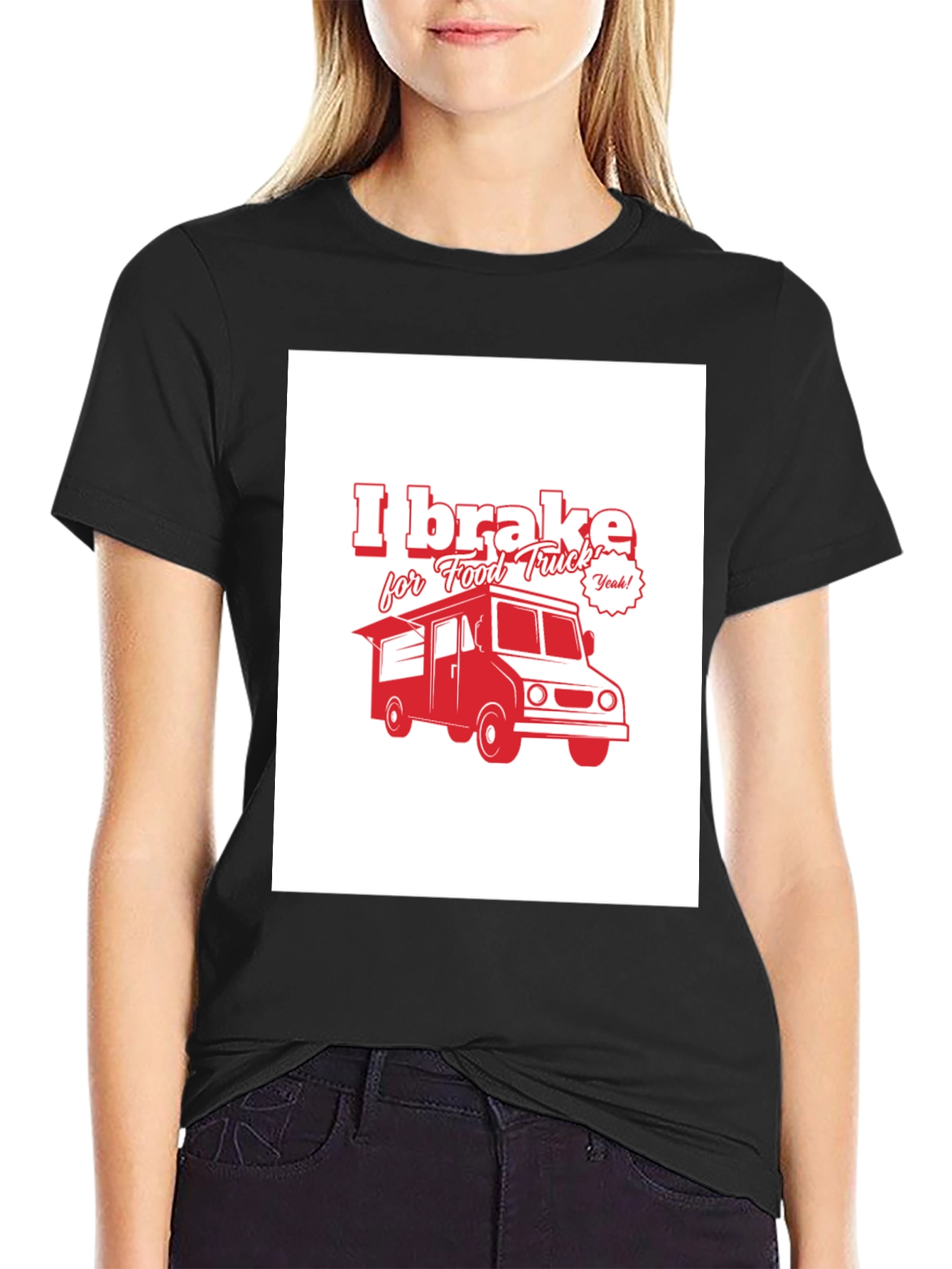 I Brake for Food Truck Black T-Shirt