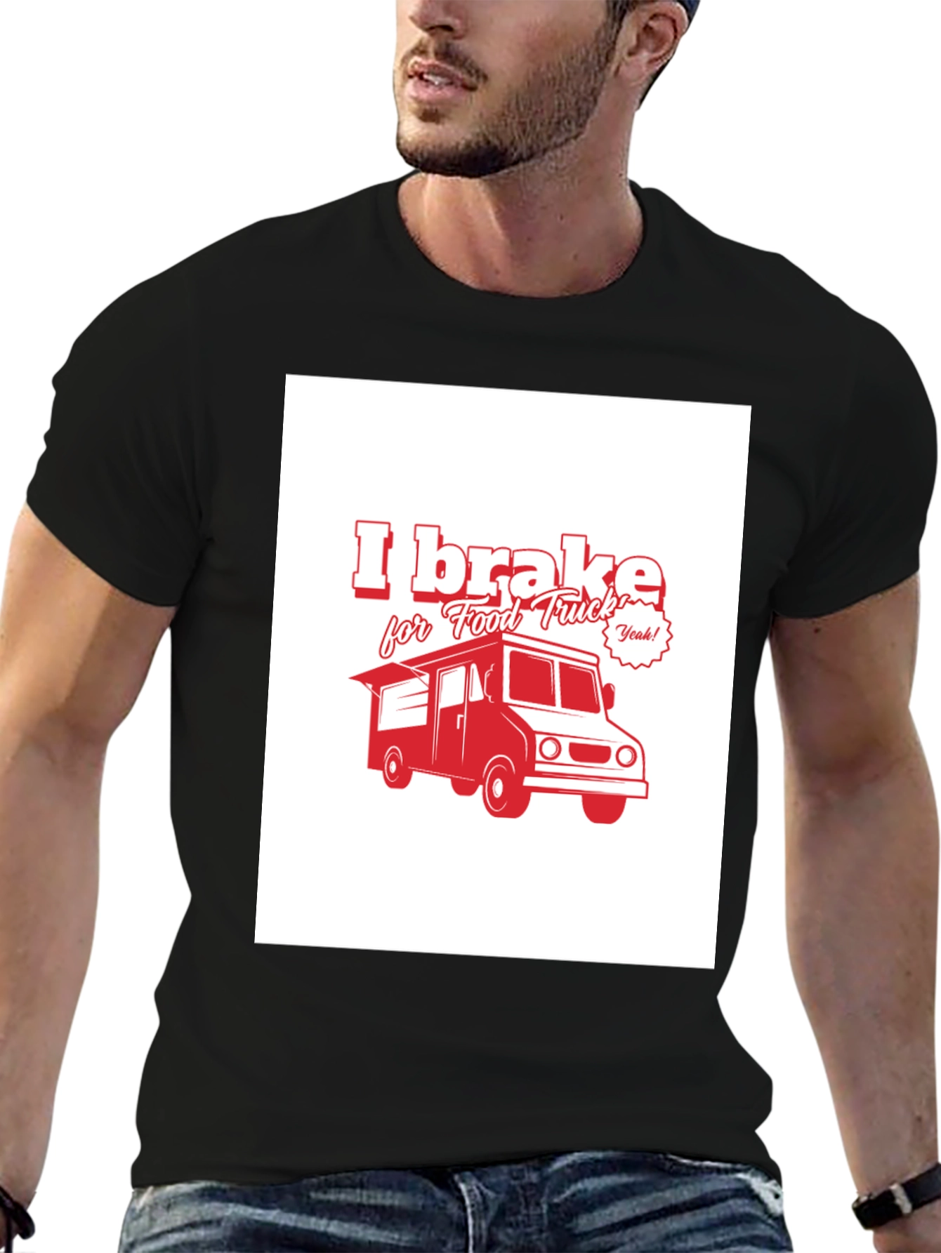 I Brake for Food Truck Black T-Shirt
