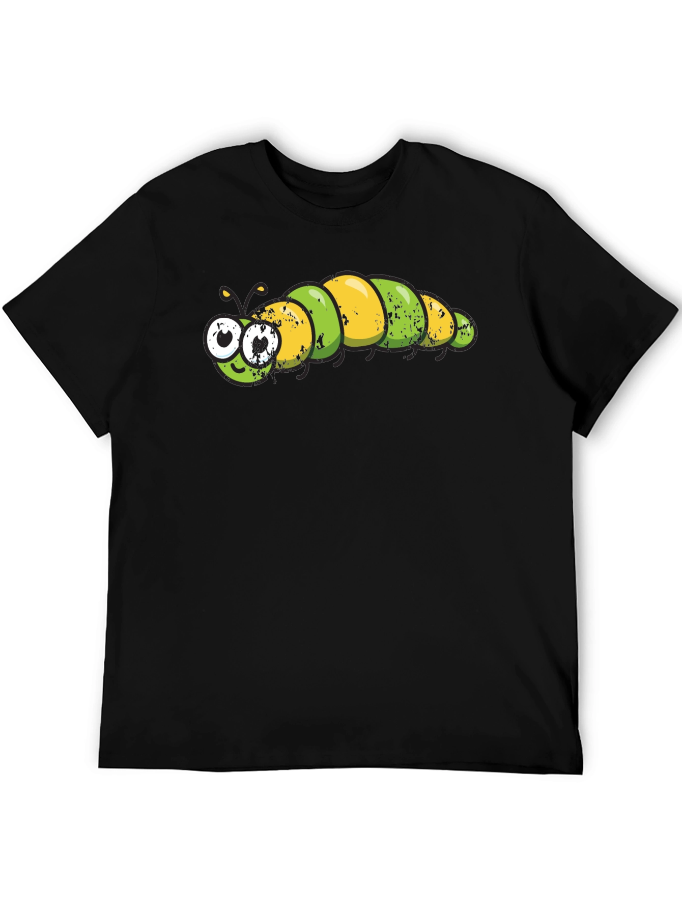Cartoon Caterpillar Graphic Tee - Black