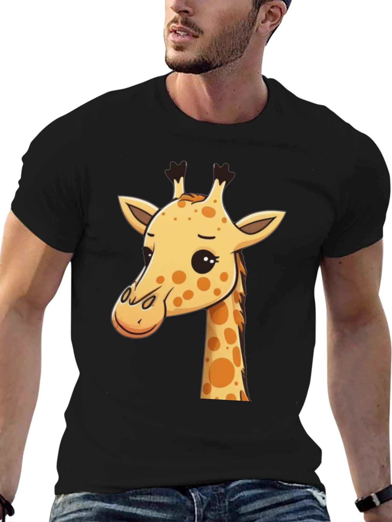 Giraffe Graphic Tee - Mens Black Crew Neck