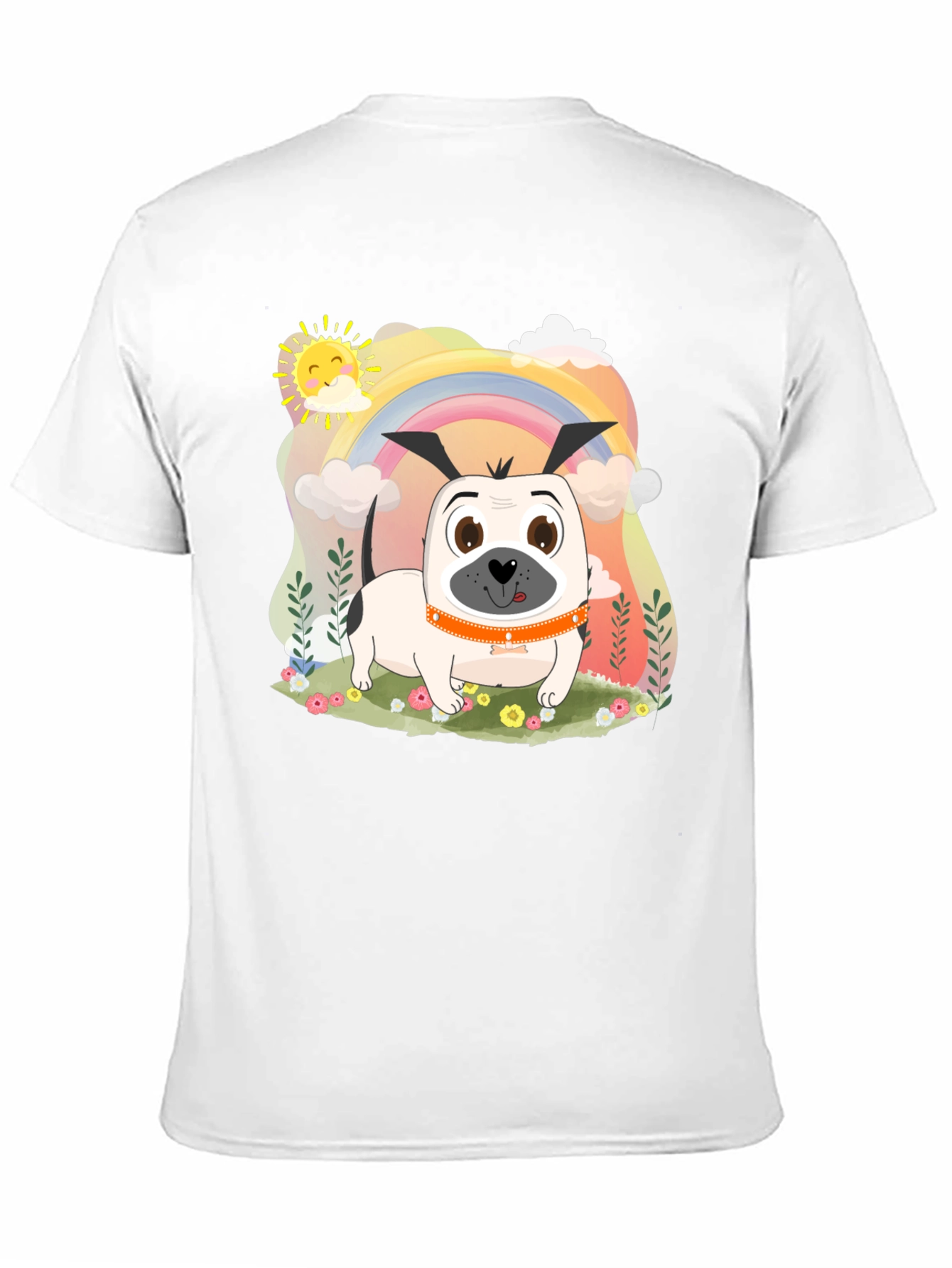 Dog Rainbow Graphic Tee - Black Cotton