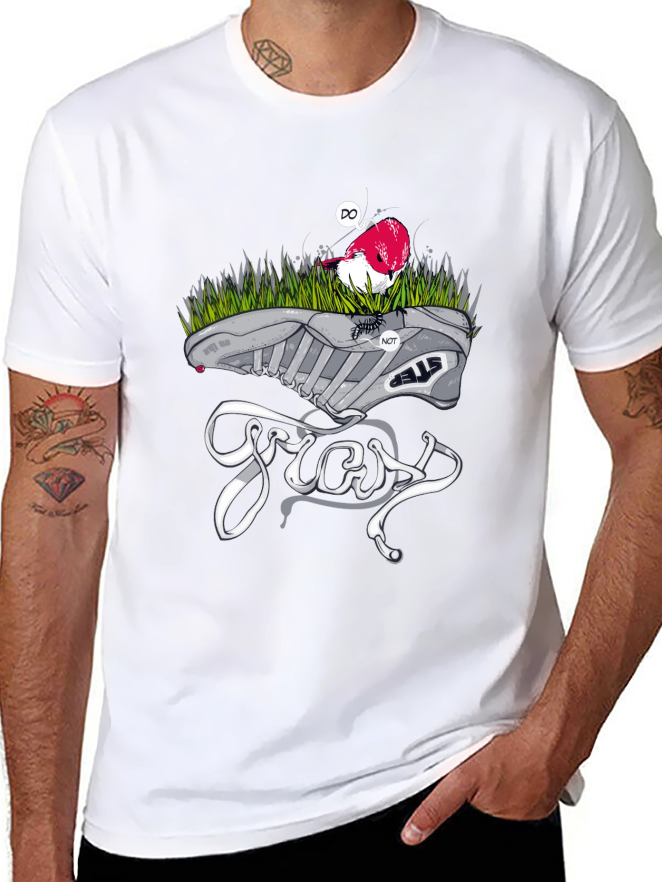 Unique Graphic Tee - Bird Shoe & Gross
