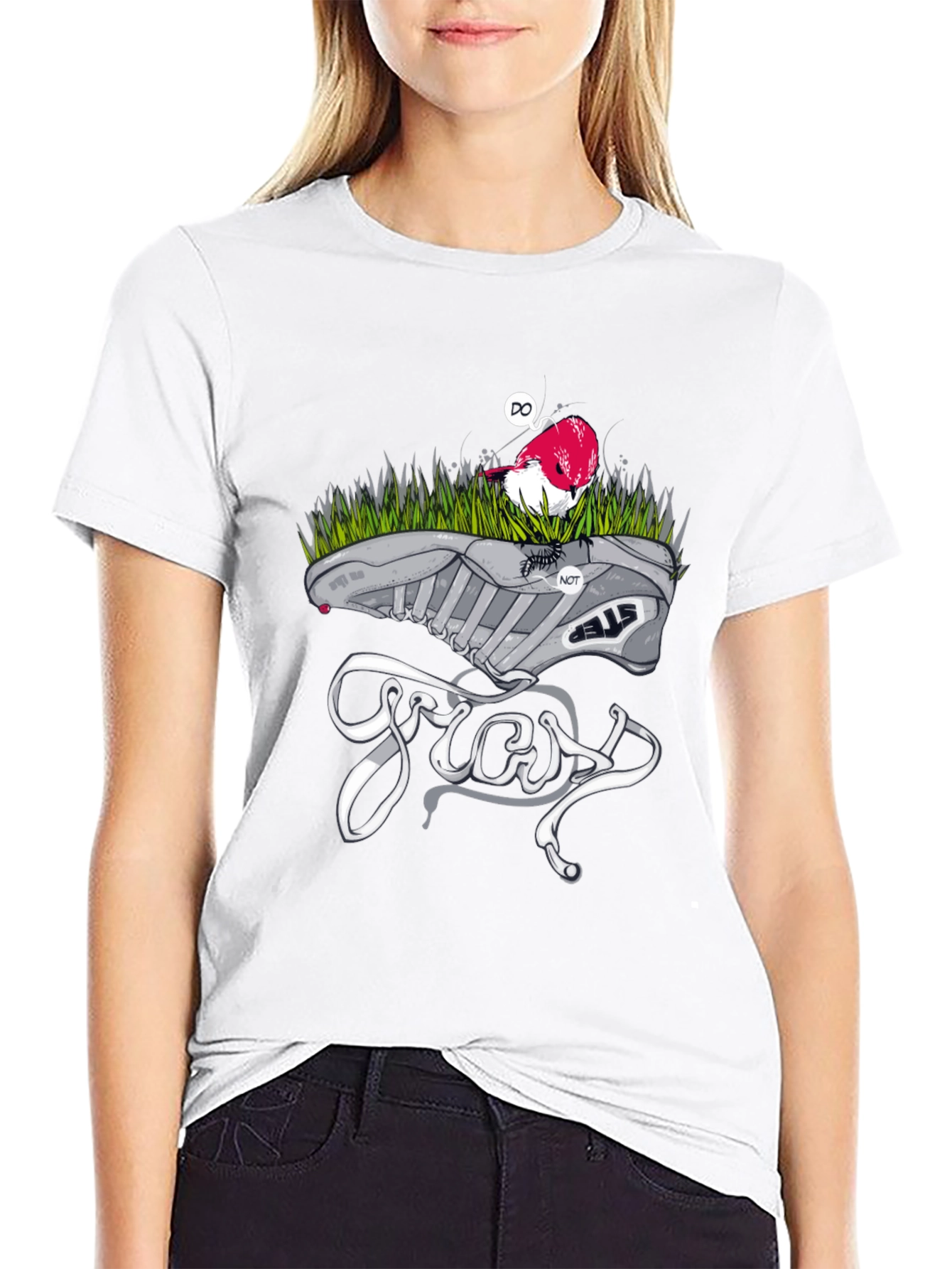 Unique Graphic Tee - Bird Shoe & Gross