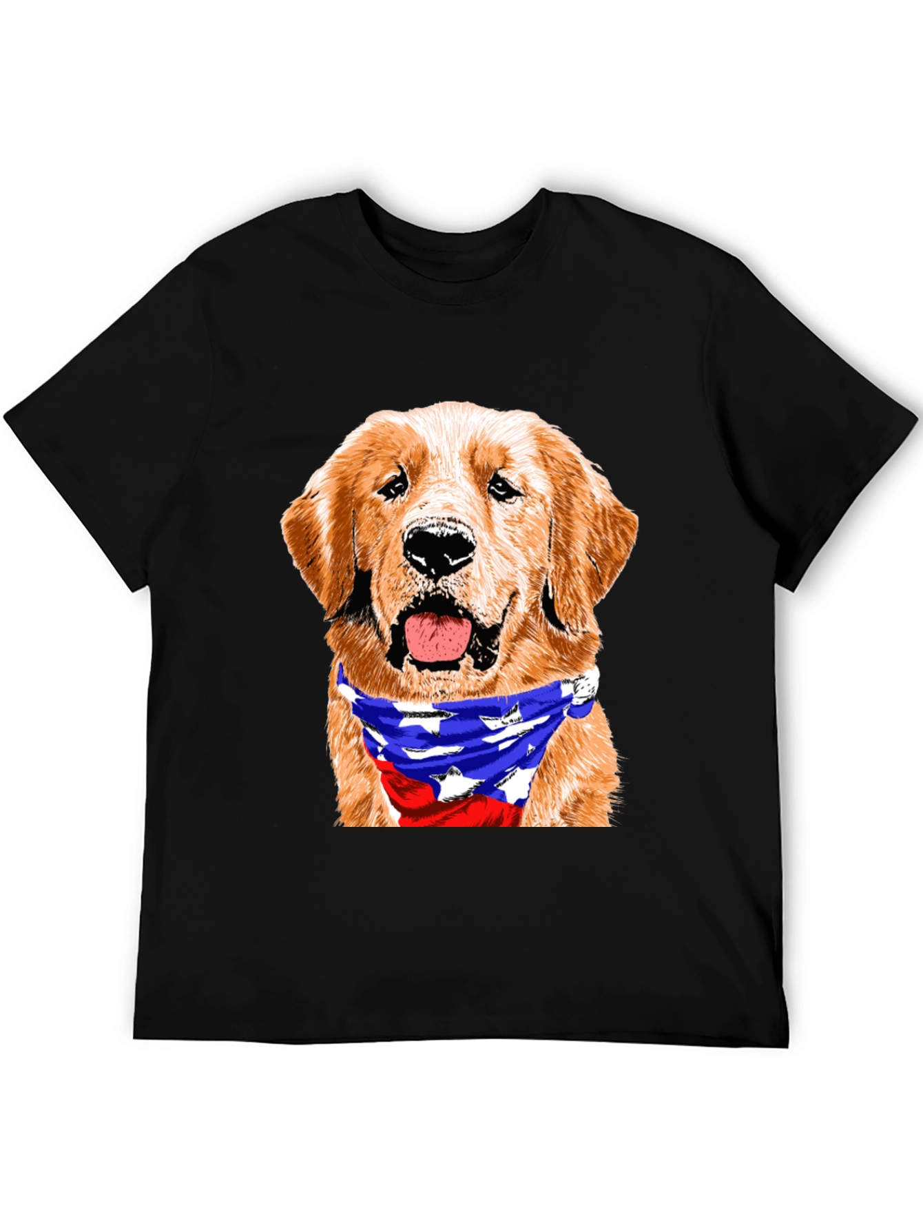 Golden Retriever American Flag Bandana T-Shirt