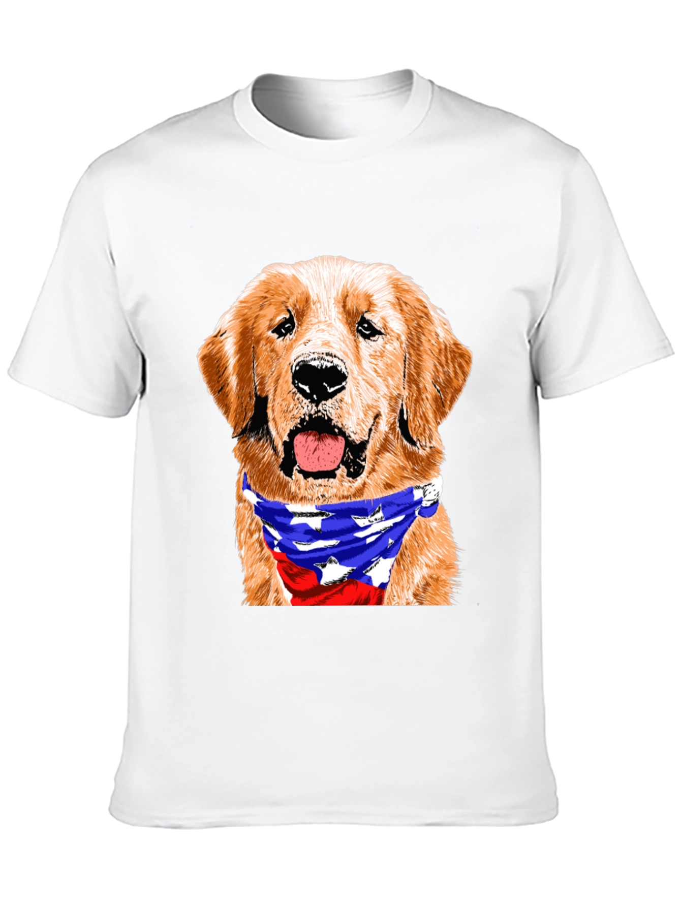 Golden Retriever American Flag Bandana T-Shirt
