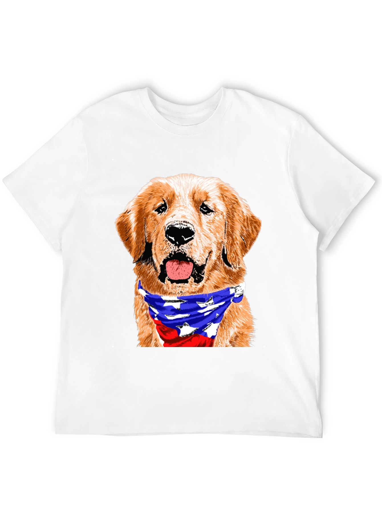 Golden Retriever American Flag Bandana T-Shirt