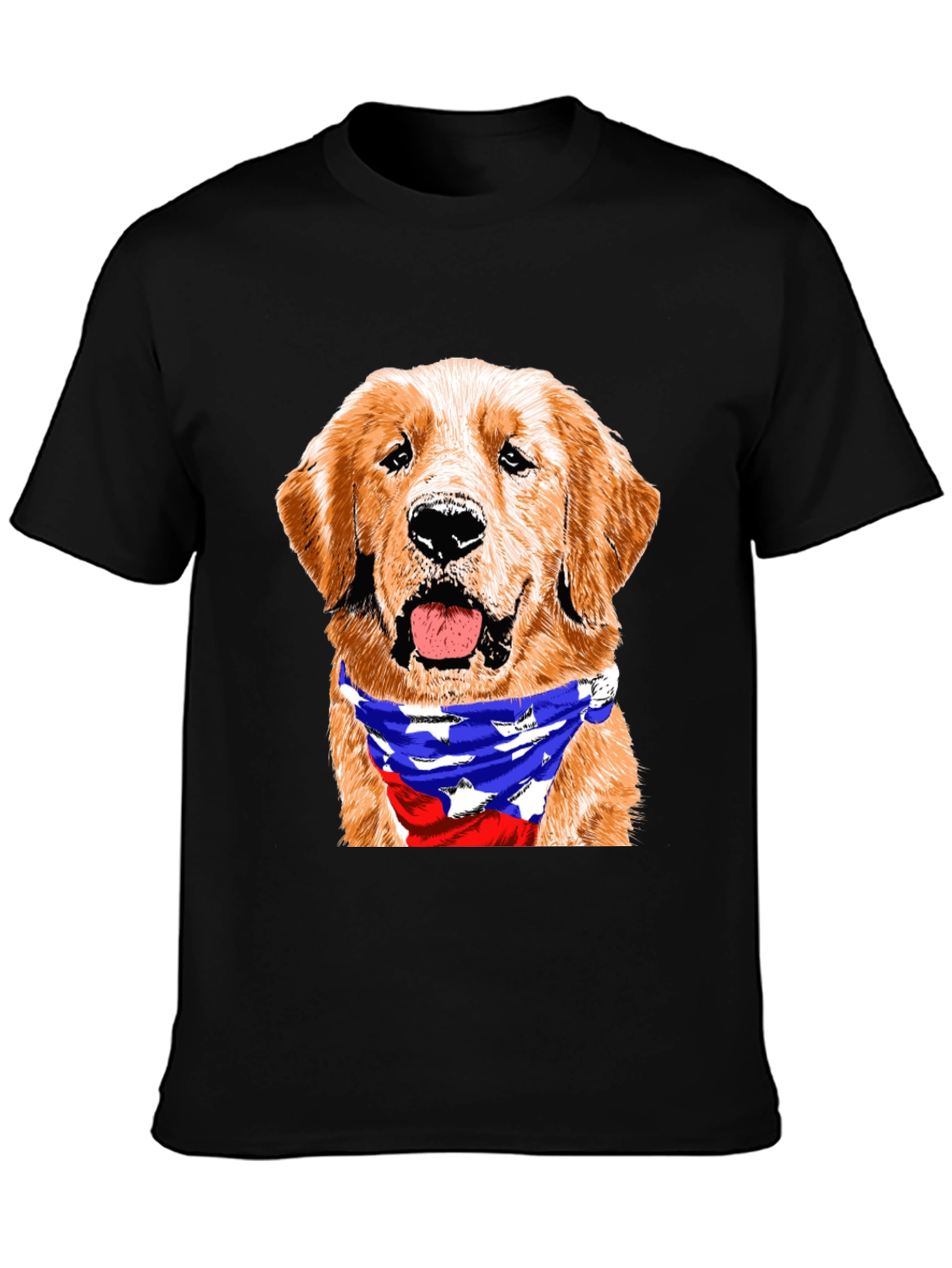 Golden Retriever American Flag Bandana T-Shirt