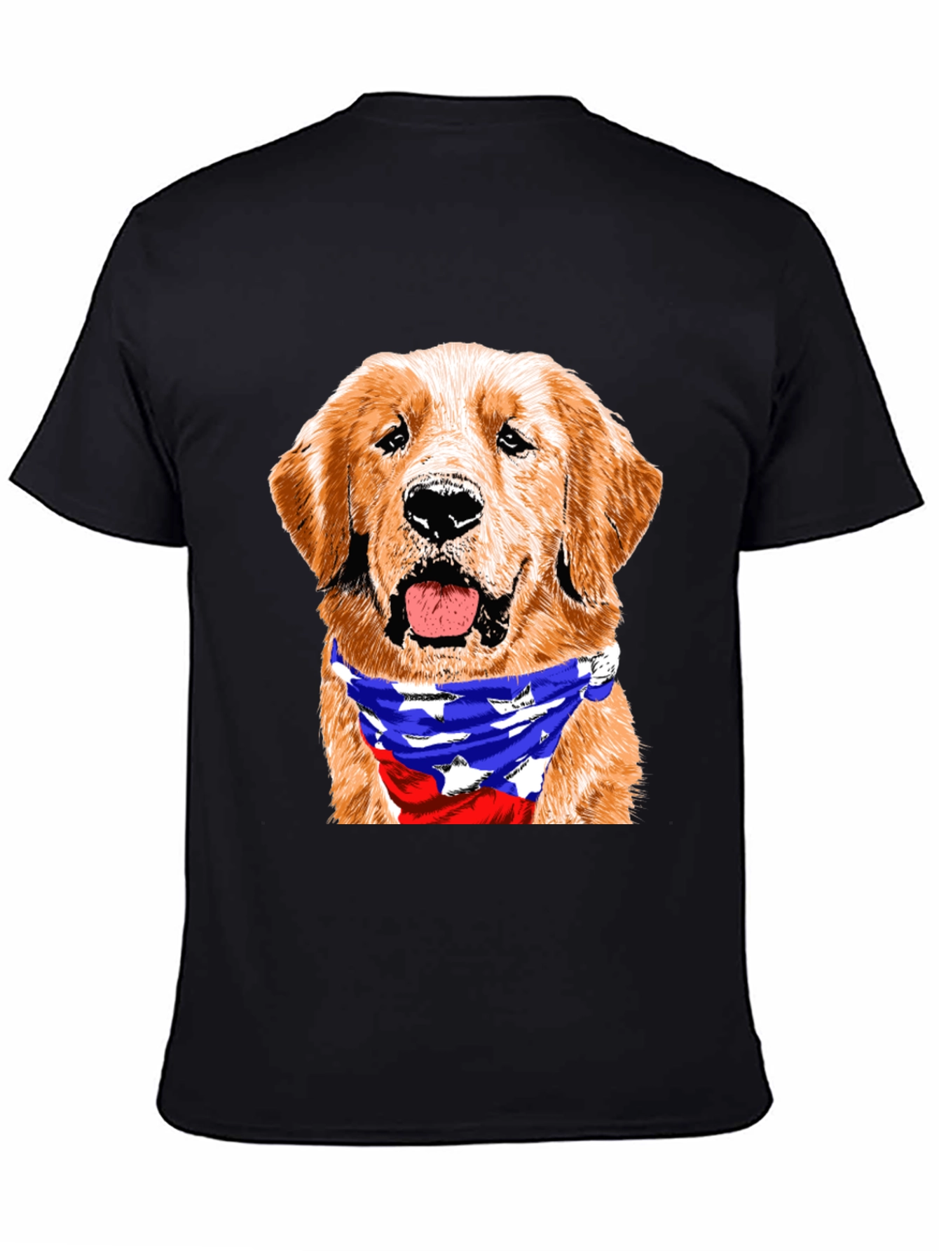Golden Retriever American Flag Bandana T-Shirt