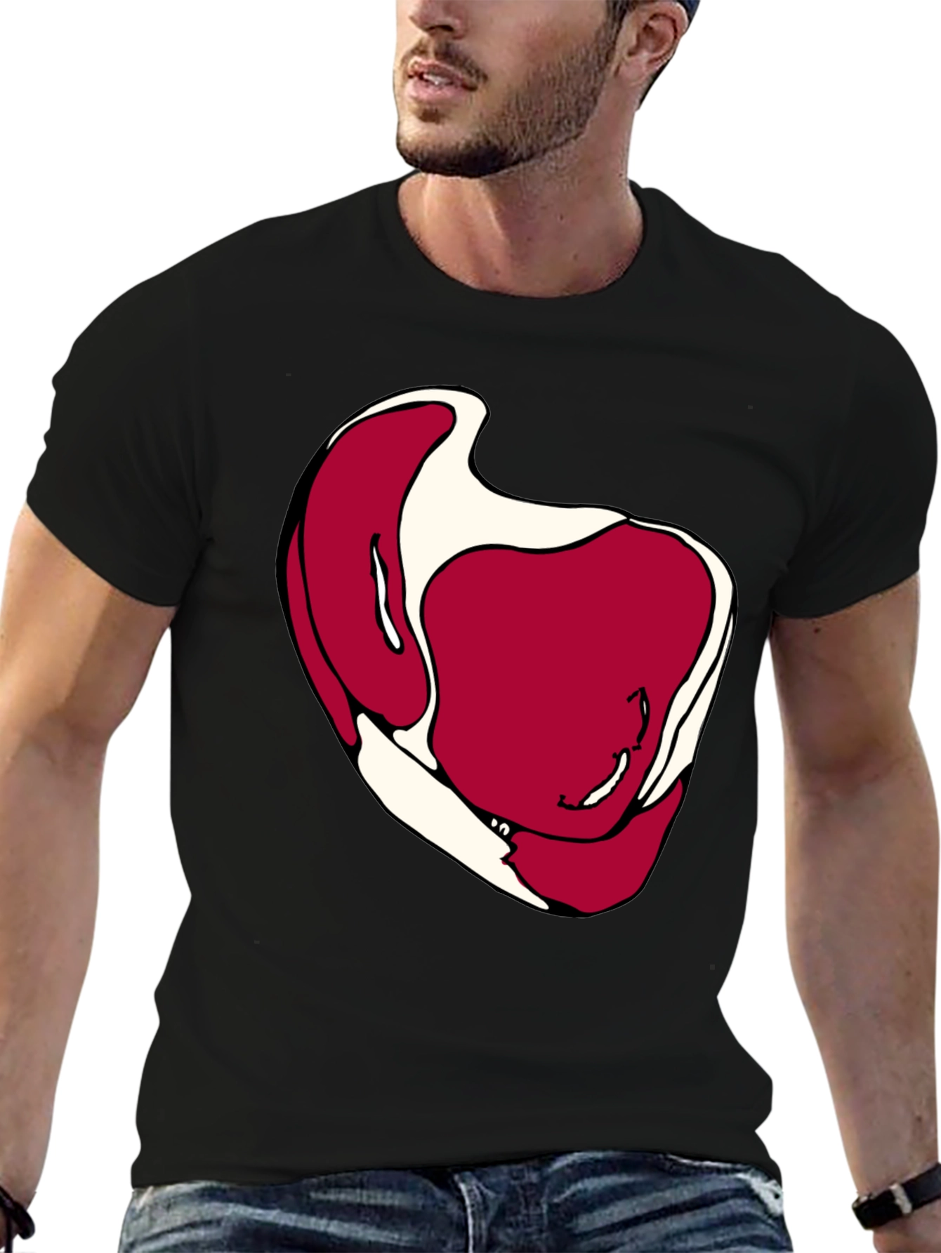 Steak Graphic Black T-Shirt - Novelty Foodie Tee
