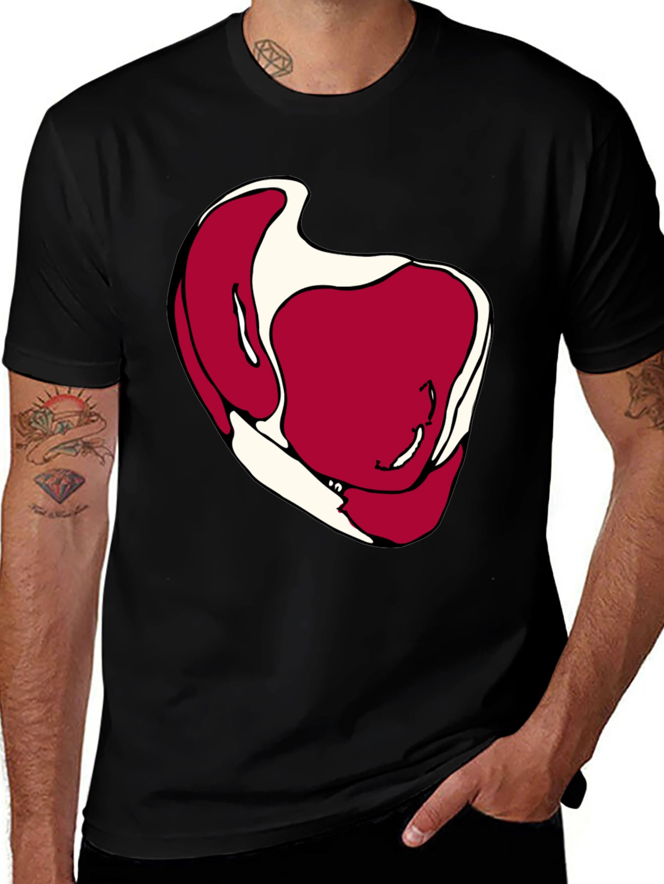 Steak Graphic Black T-Shirt - Novelty Foodie Tee