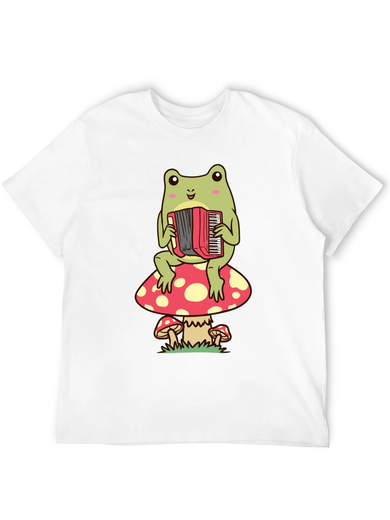 Frog Playing Accordion on Mushroom T-Shirt