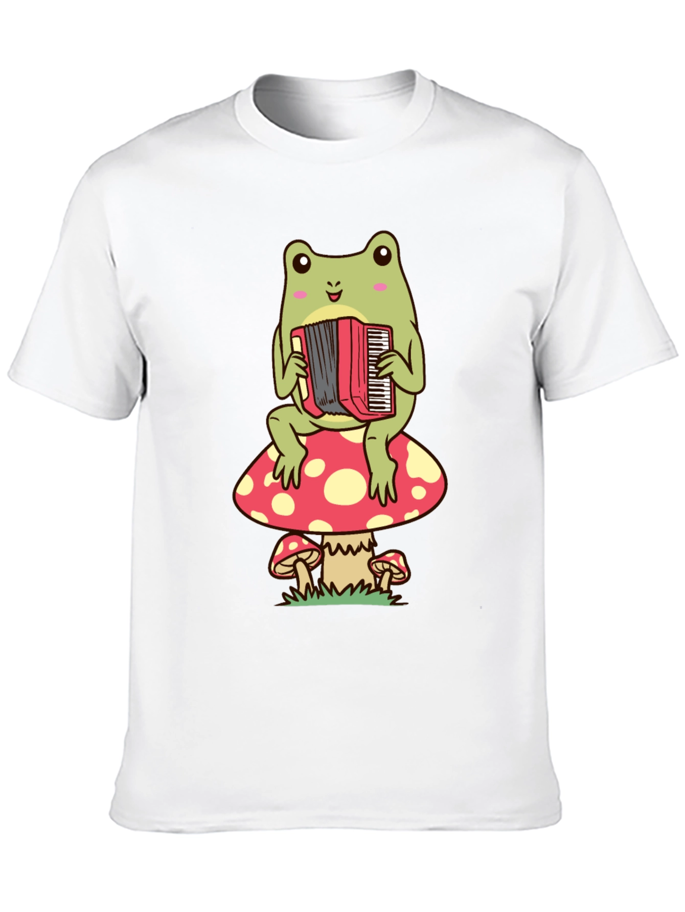 Frog Playing Accordion on Mushroom T-Shirt