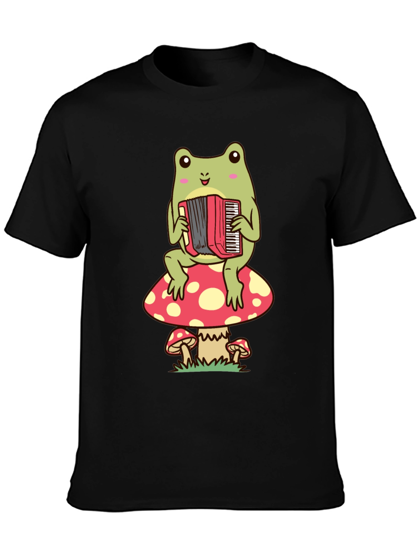 Frog Playing Accordion on Mushroom T-Shirt