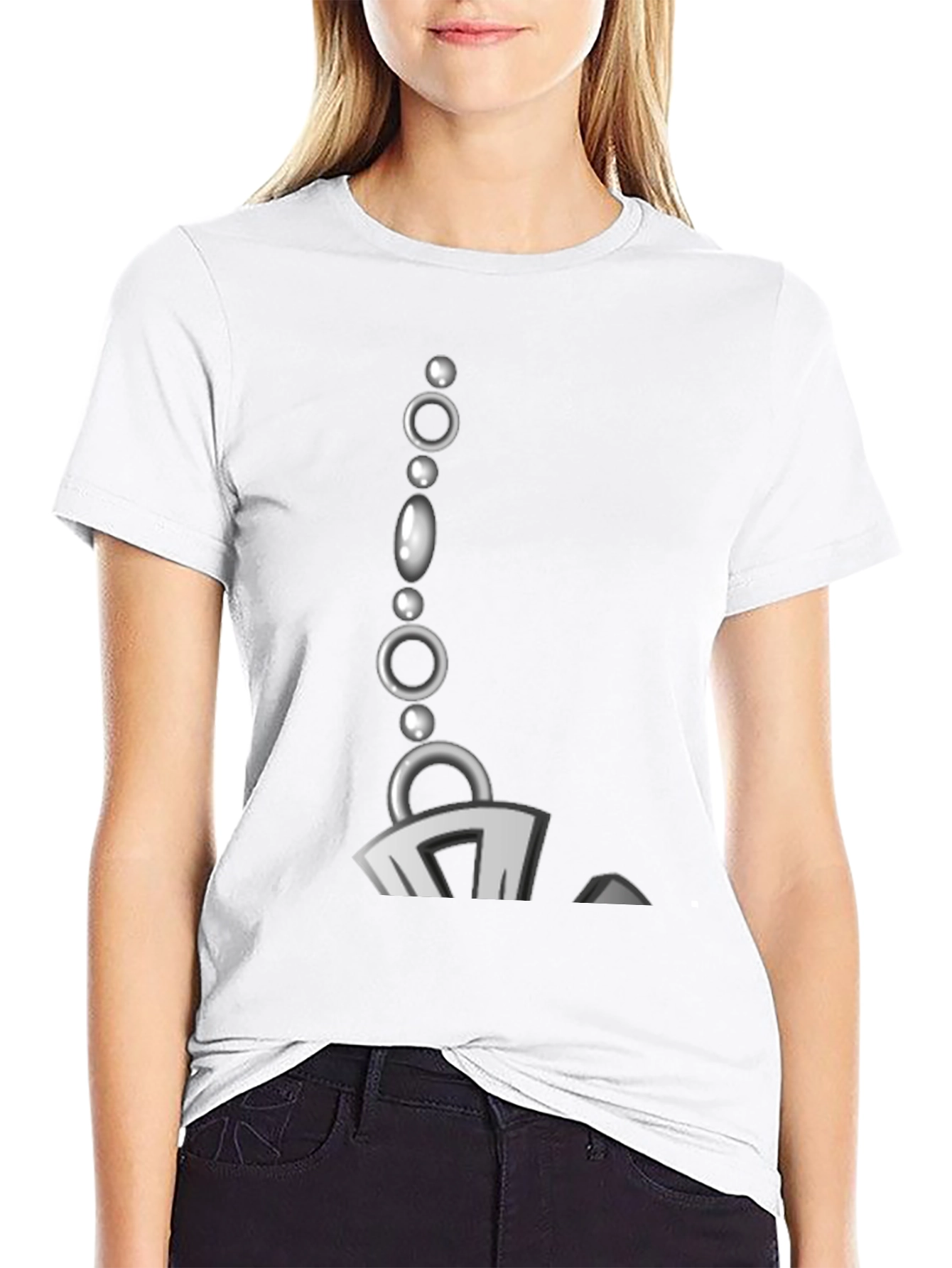 Stylish Black T-Shirt with Bead Chain Graphic