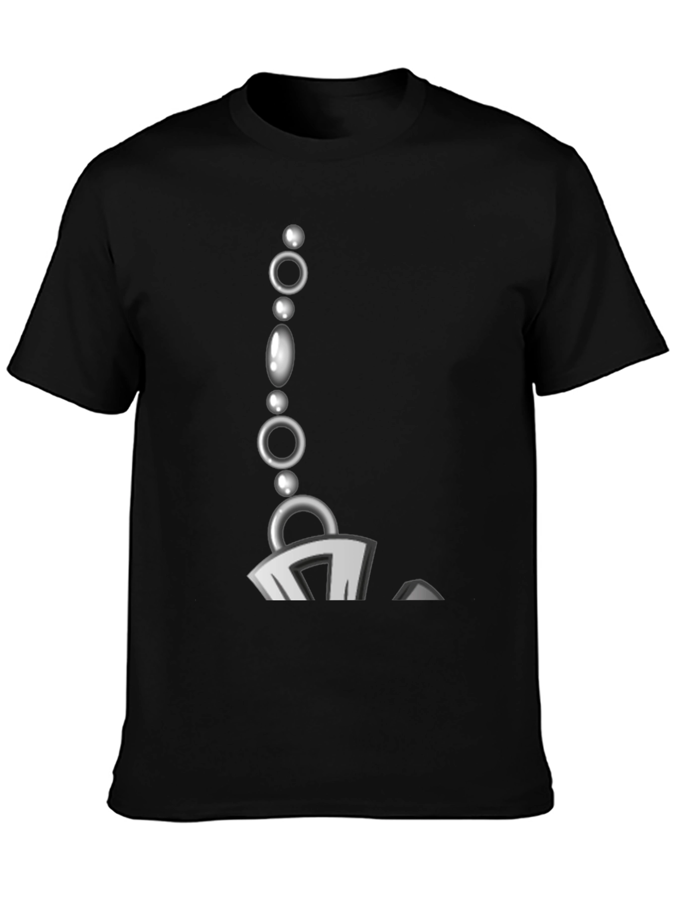 Stylish Black T-Shirt with Bead Chain Graphic