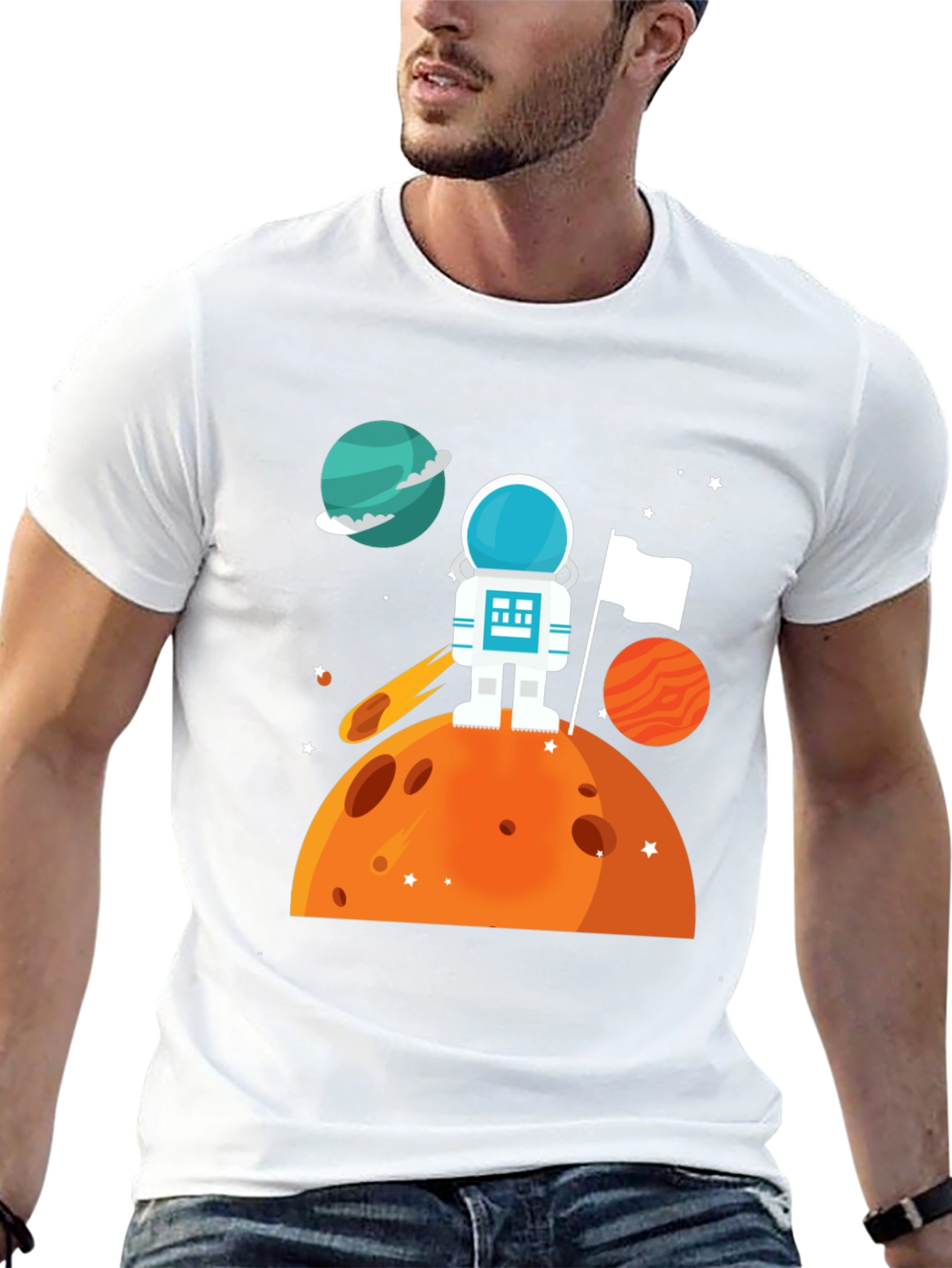 Astronaut on Planet Graphic T-Shirt