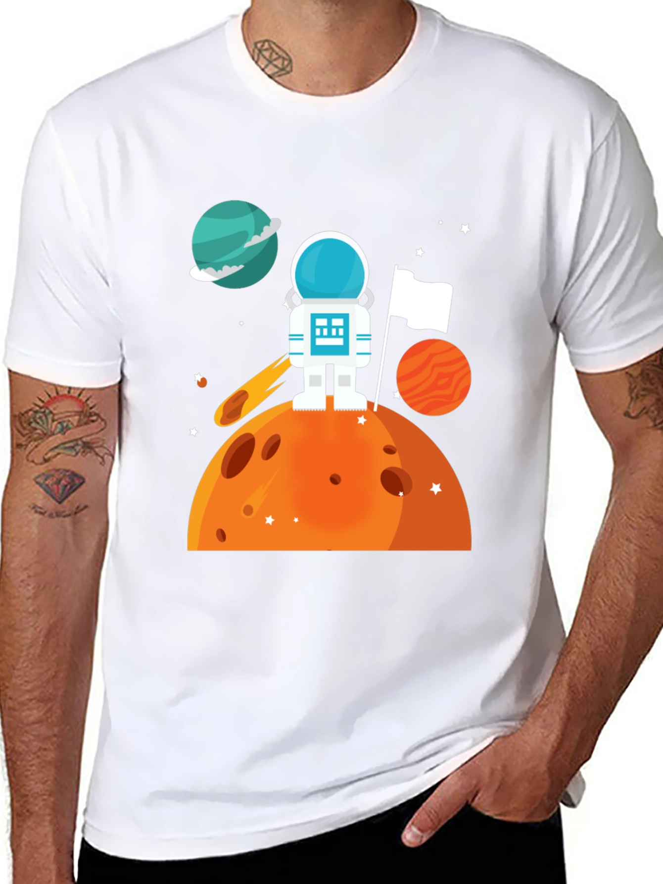 Astronaut on Planet Graphic T-Shirt
