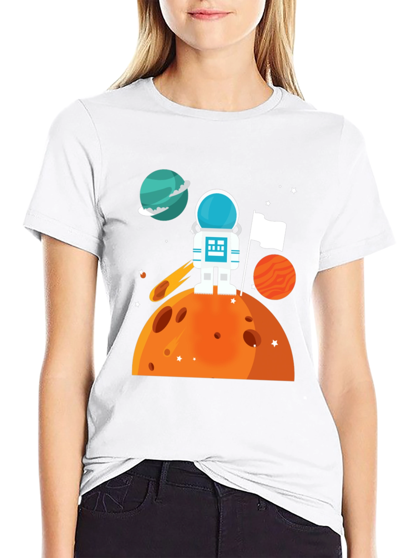 Astronaut on Planet Graphic T-Shirt