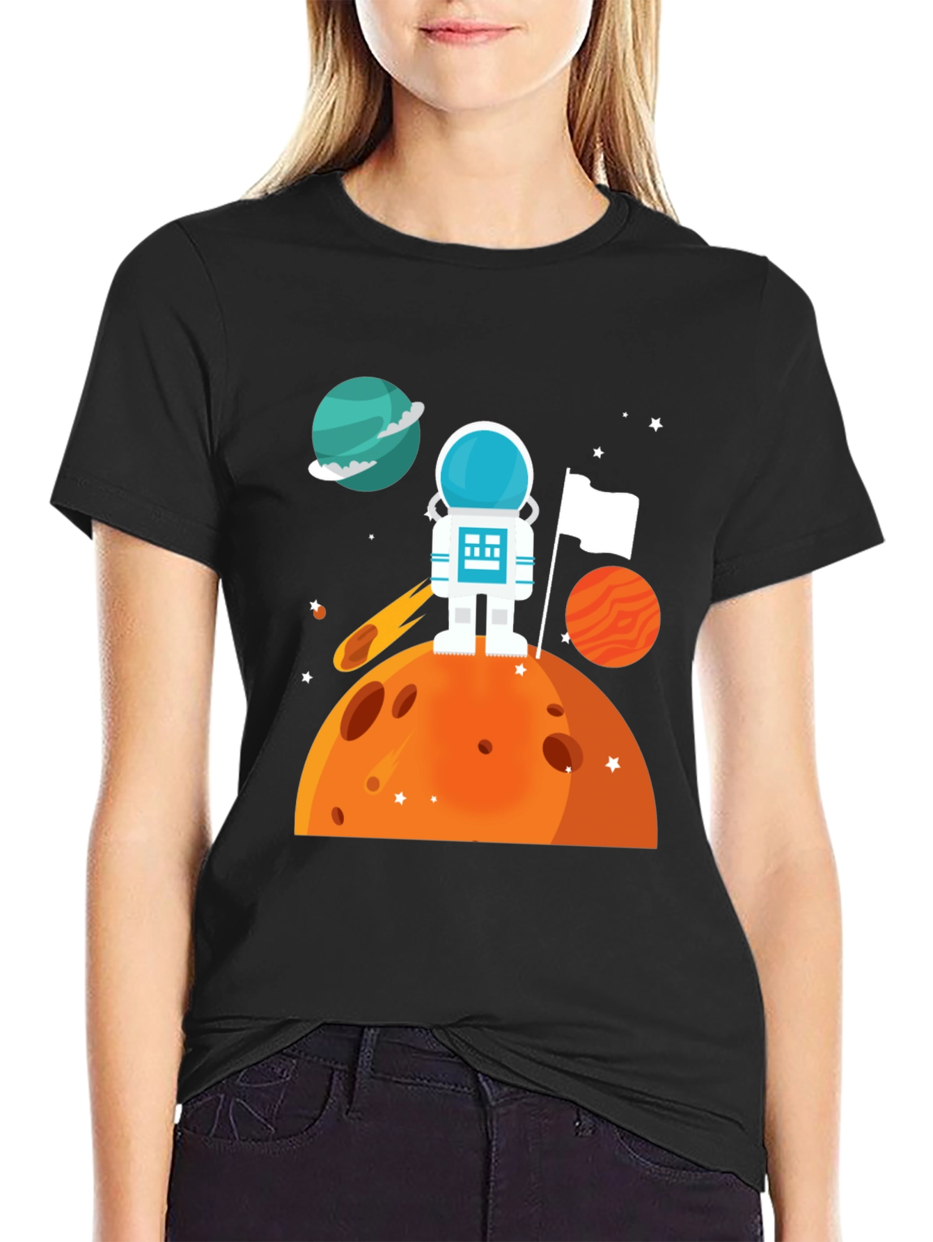 Astronaut on Planet Graphic T-Shirt