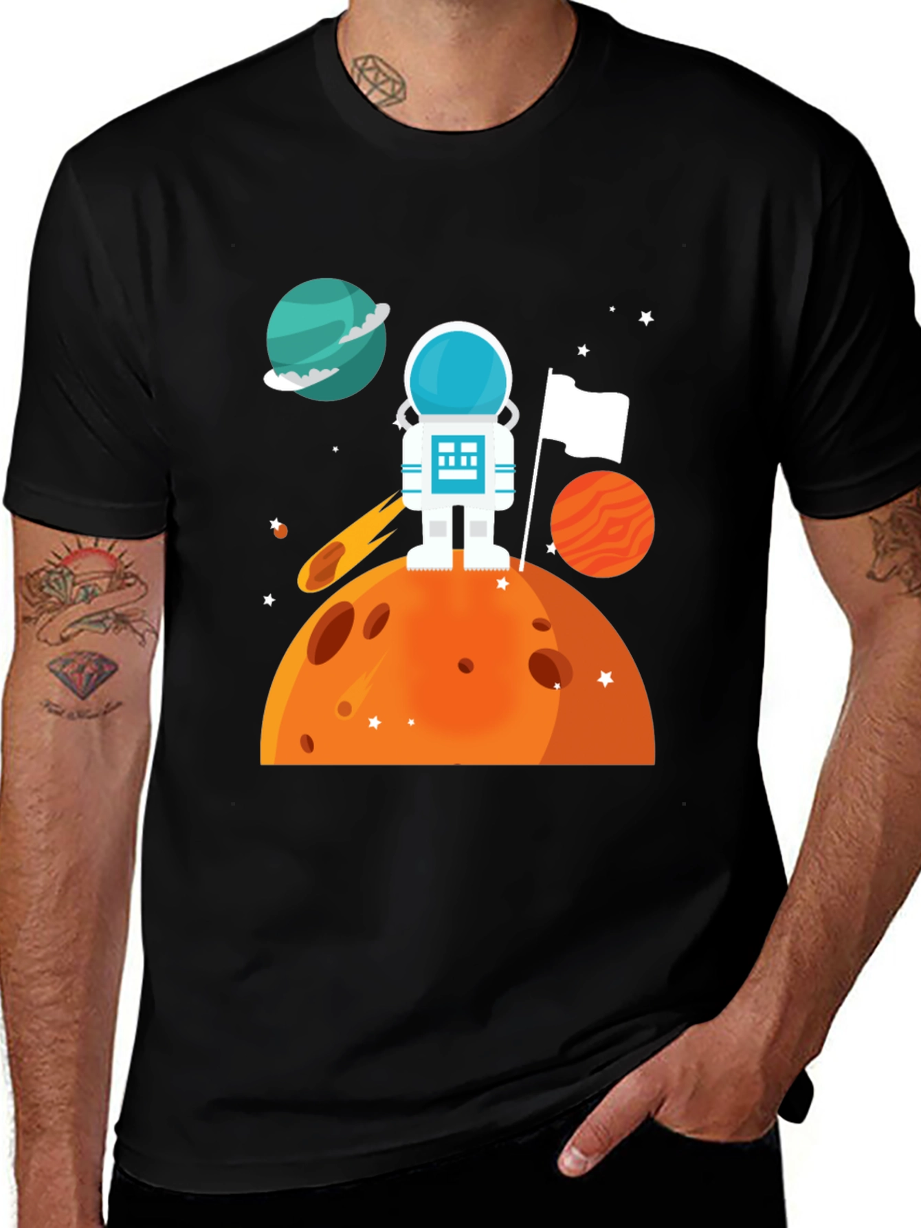 Astronaut on Planet Graphic T-Shirt