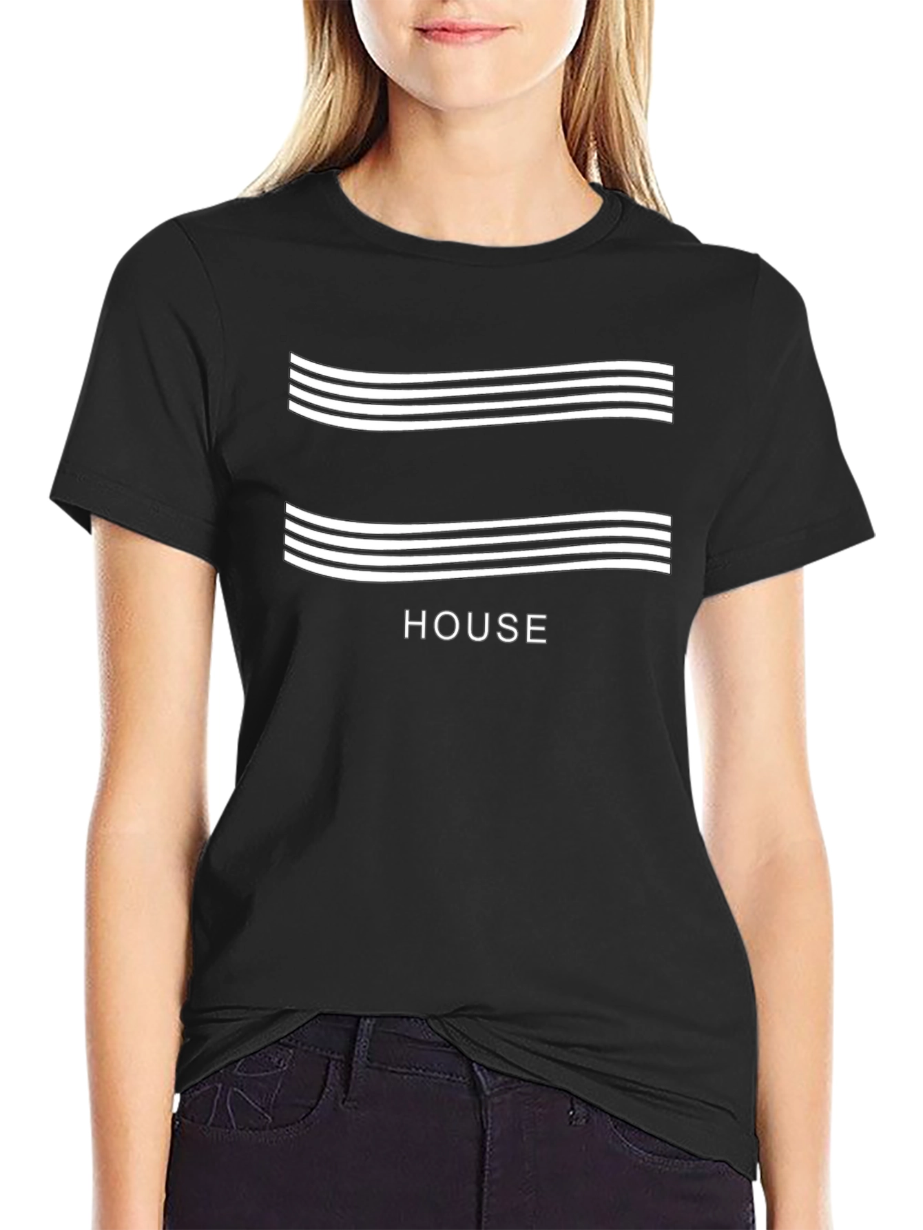 Minimalist House Graphic Tee - Black