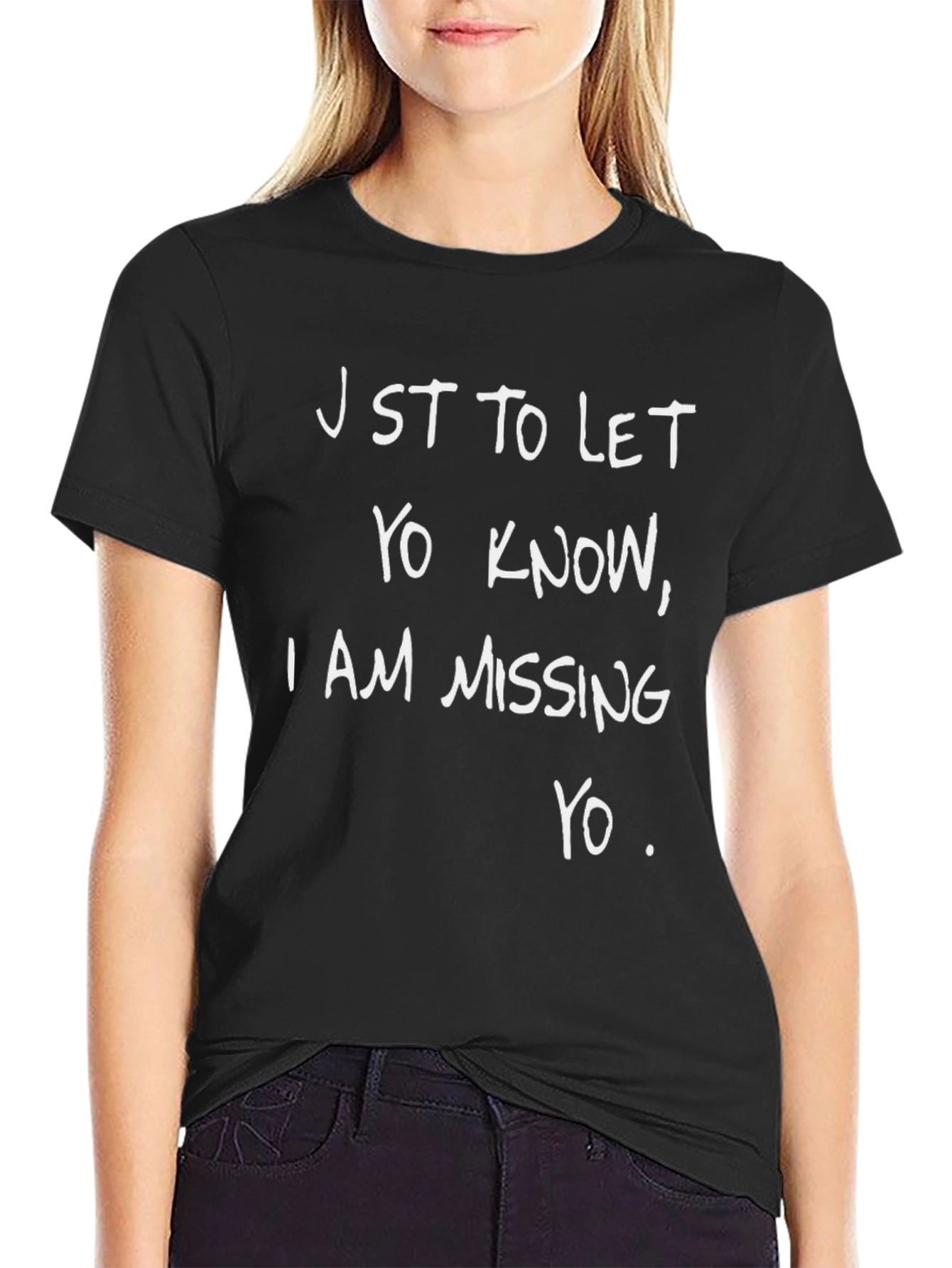 Missing You Graphic Tee - Black Casual T-Shirt