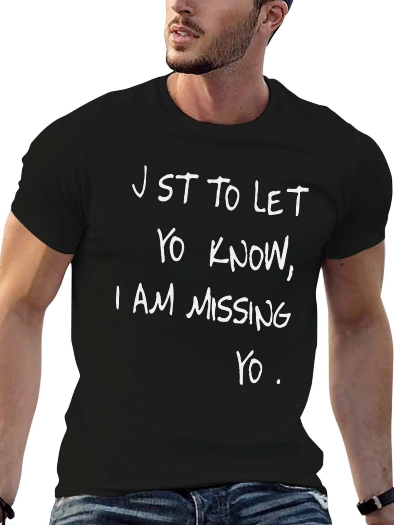 Missing You Graphic Tee - Black Casual T-Shirt