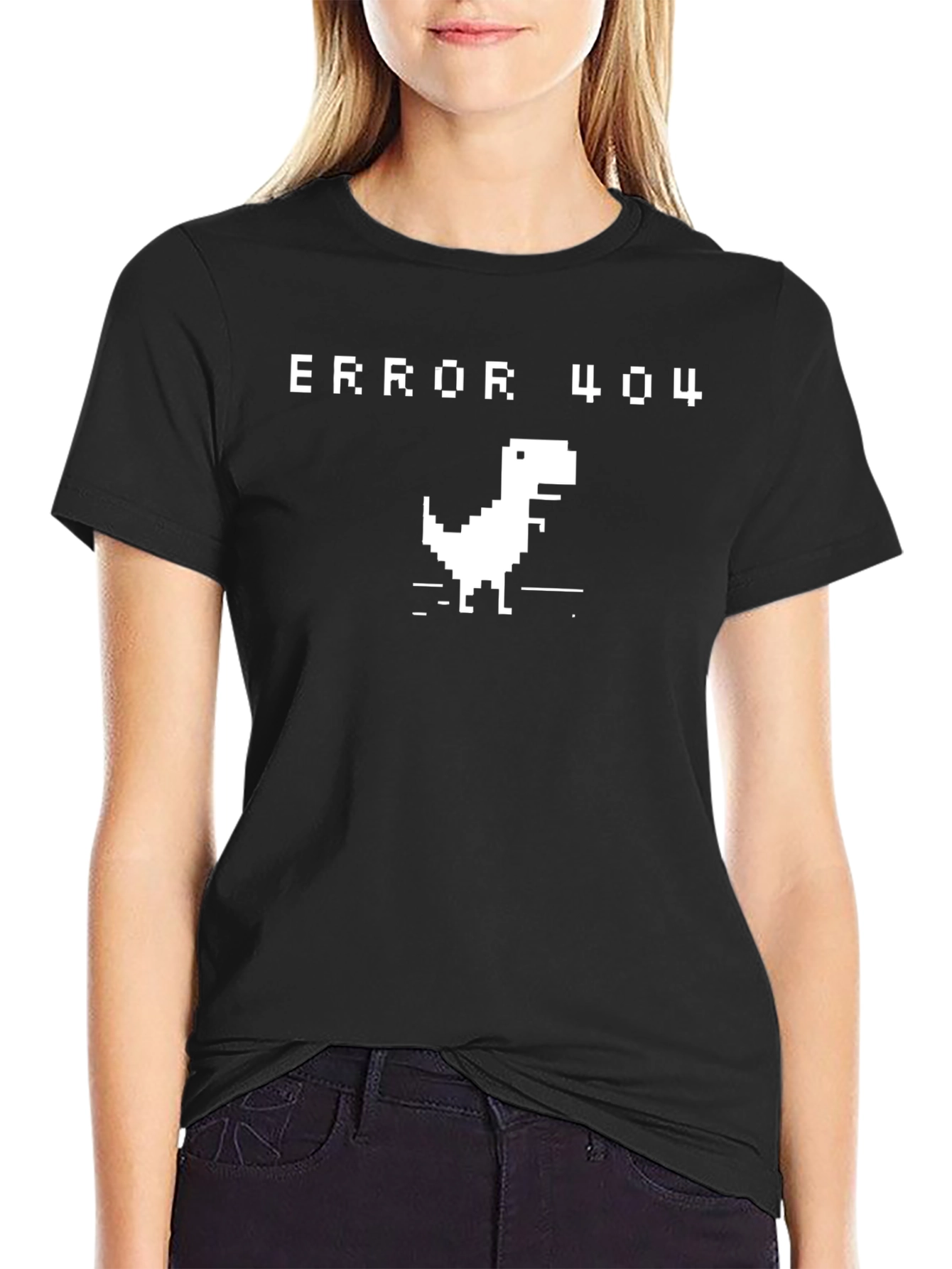 Error 404 Dinosaur Black T-Shirt