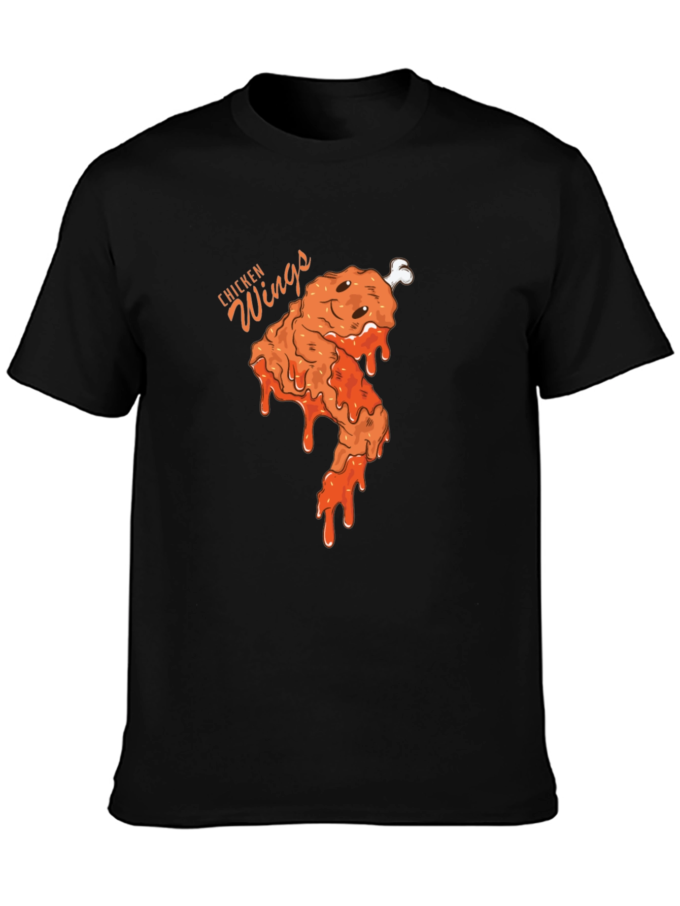 Funny Chicken Wings Graphic Tee - Black Cotton T-Shirt