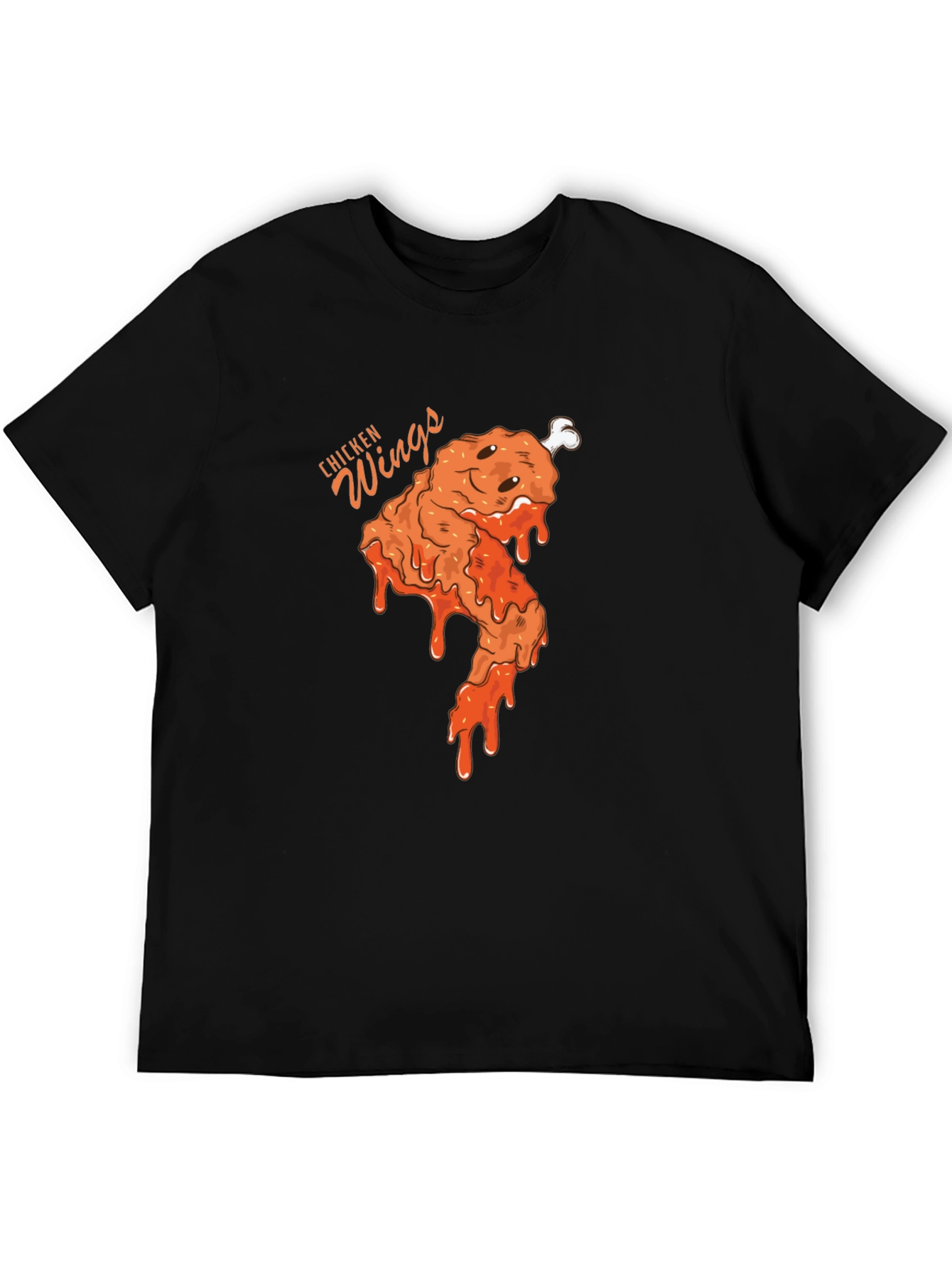Funny Chicken Wings Graphic Tee - Black Cotton T-Shirt