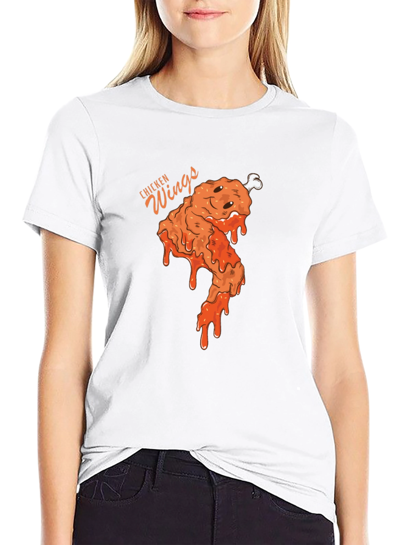 Funny Chicken Wings Graphic Tee - Black Cotton T-Shirt