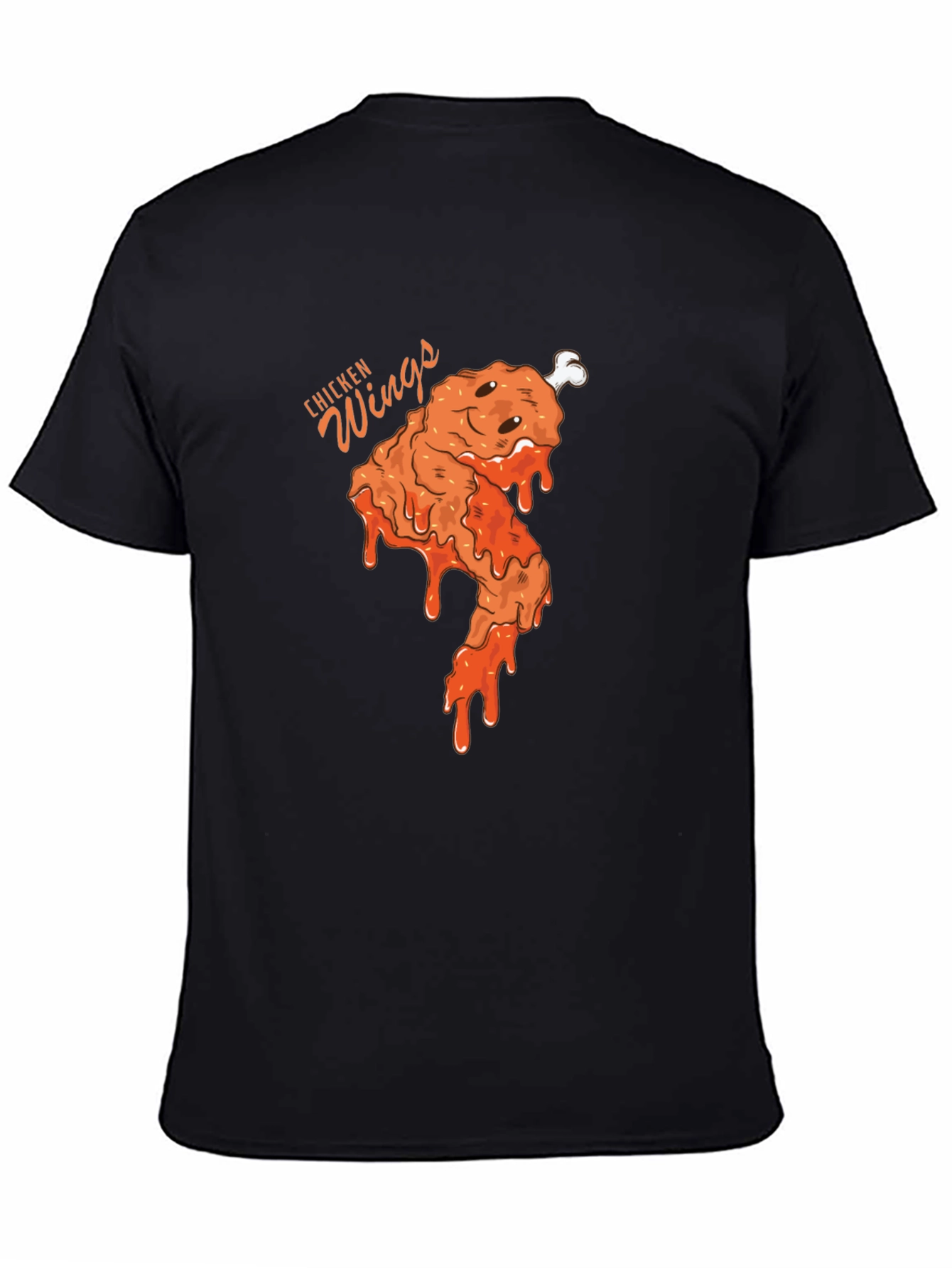 Funny Chicken Wings Graphic Tee - Black Cotton T-Shirt