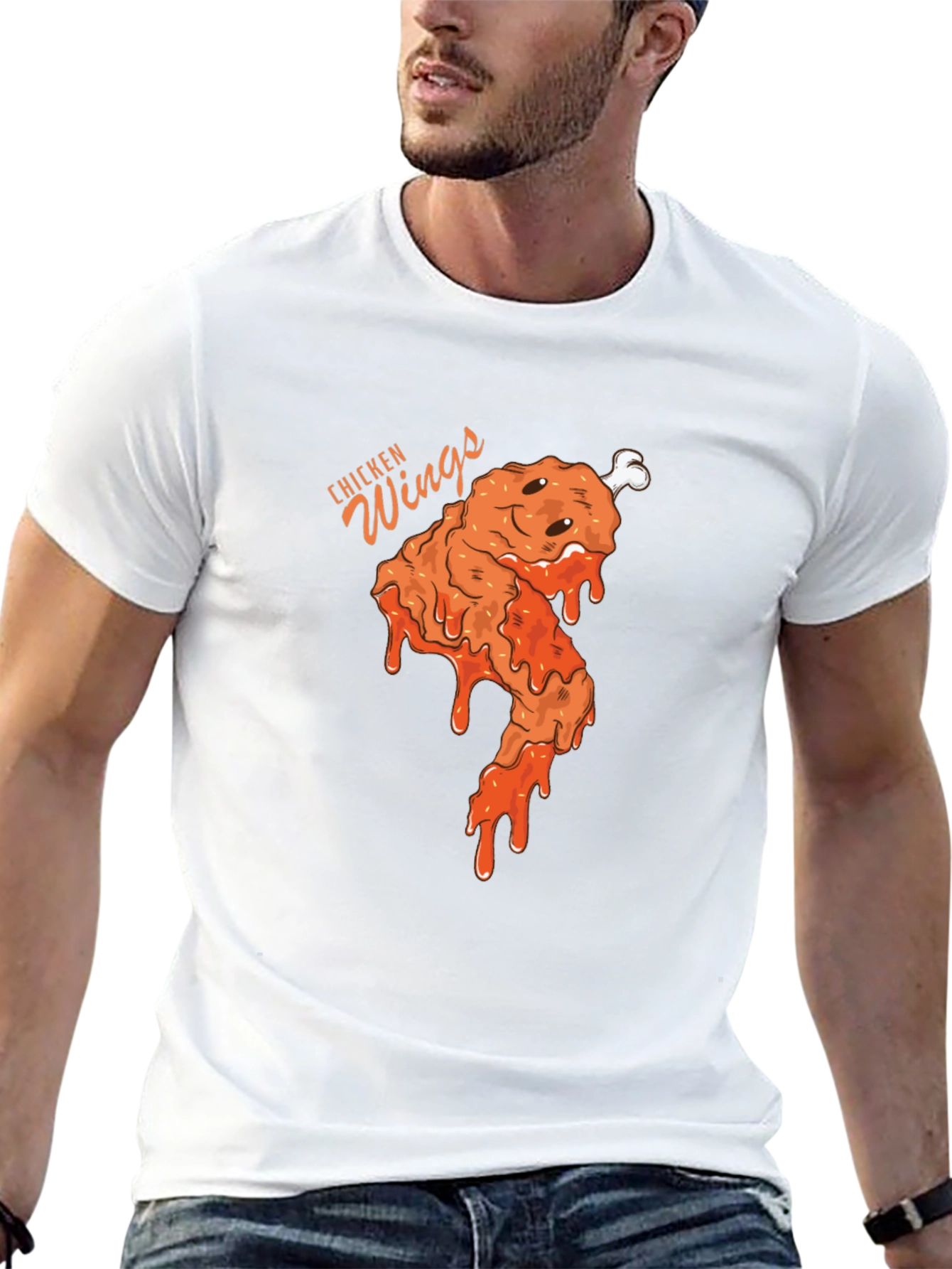 Funny Chicken Wings Graphic Tee - Black Cotton T-Shirt