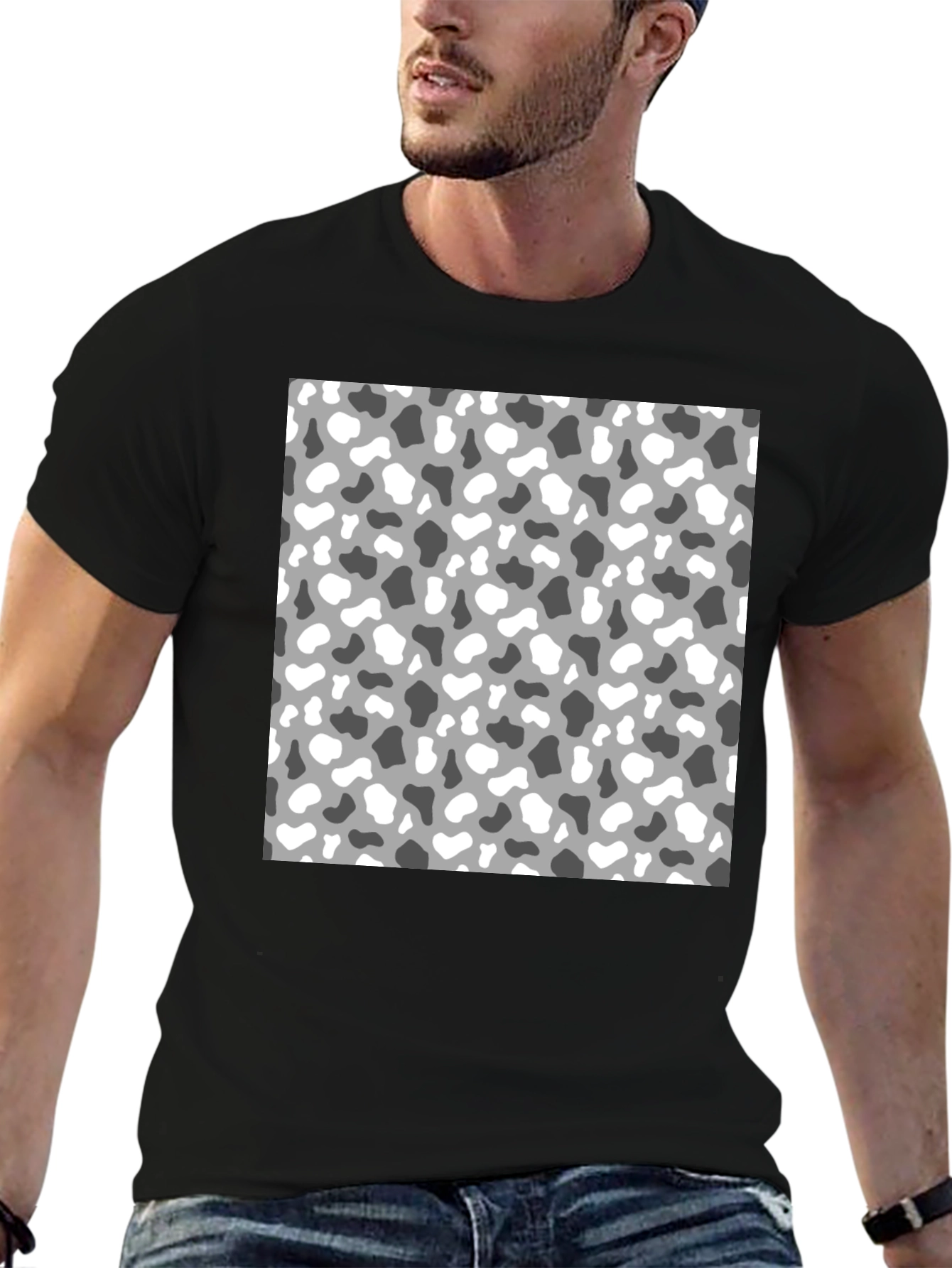 Trendy Camo Print Mens Black T-Shirt