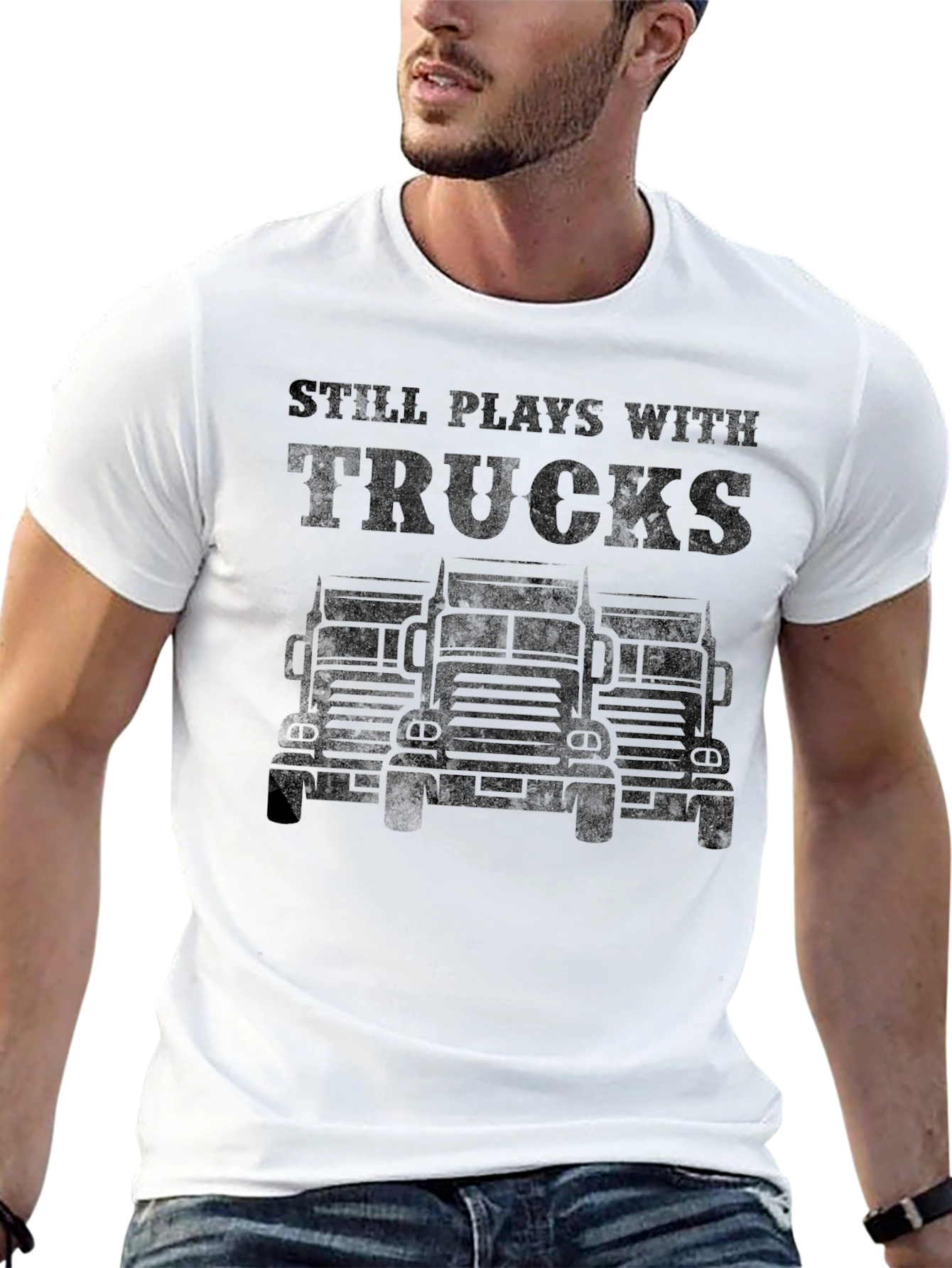 Still Plays With Trucks T-Shirt - Black Graphic Tee