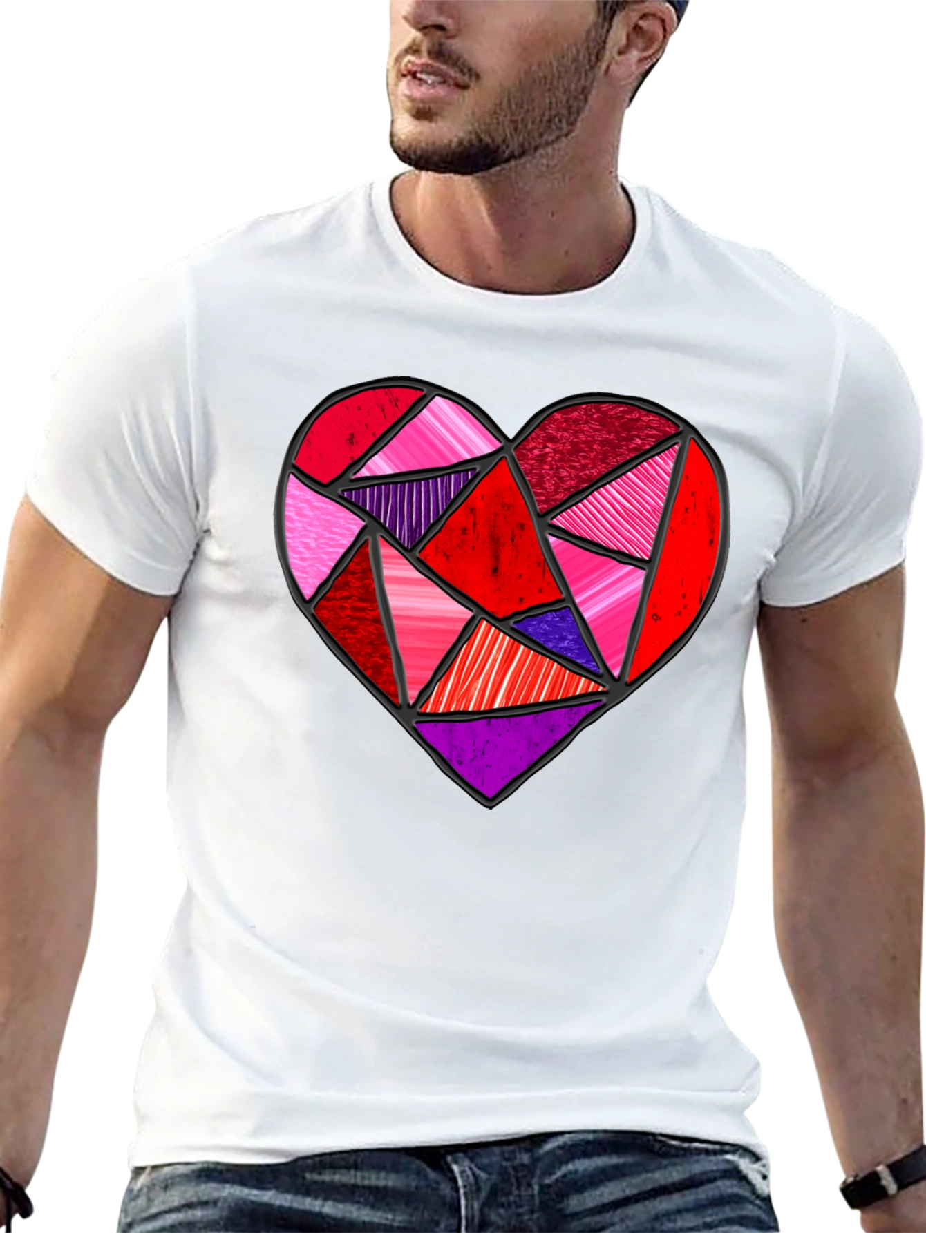 Geometric Heart Graphic Tee - Modern Love Design