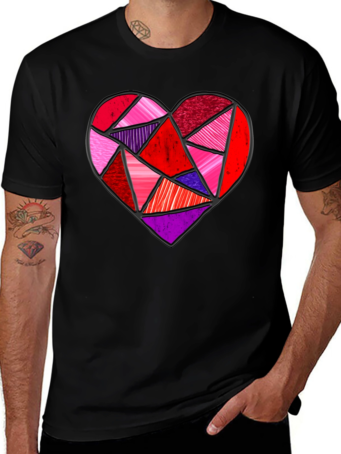 Geometric Heart Graphic Tee - Modern Love Design