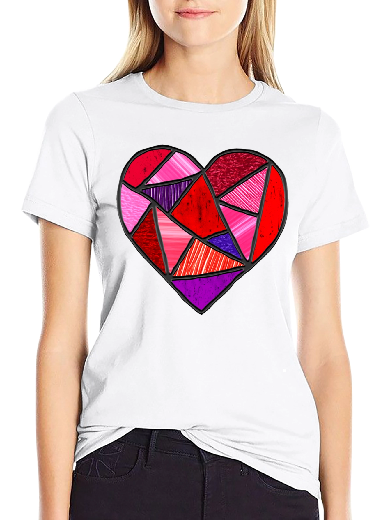 Geometric Heart Graphic Tee - Modern Love Design